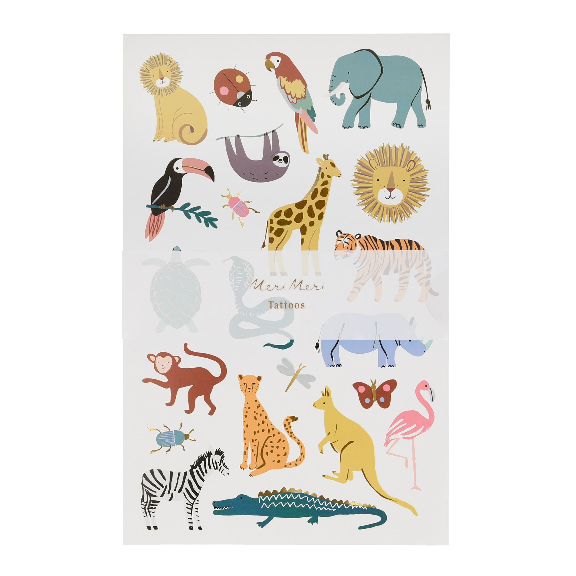 Wild Animals Tattoo Sheet - Vahşi Hayvanlar Geçici Dövmeleri - 2'li