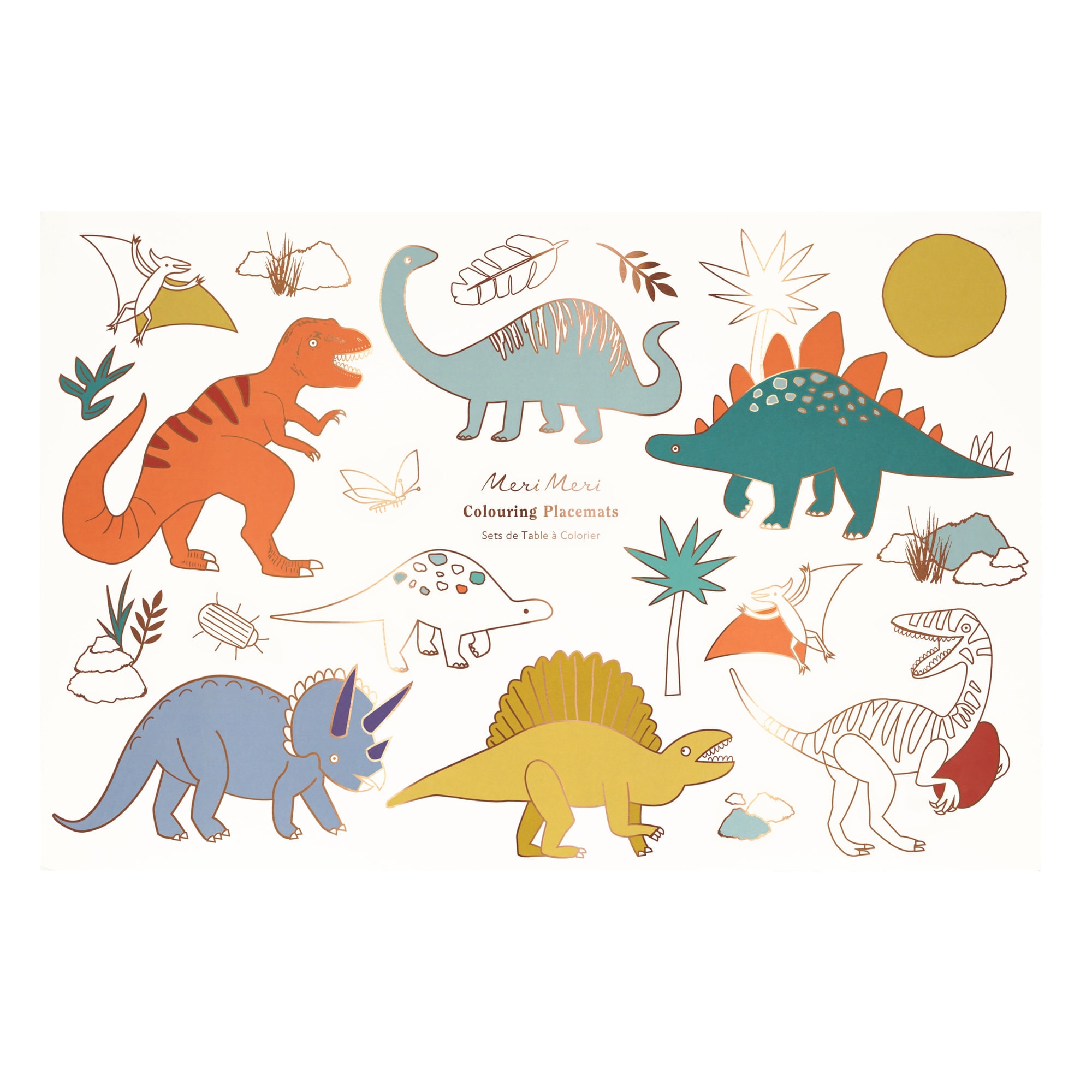 Dinosaurs Colouring Placemats - Dinozorlar Boyama Amerikan Servisleri (x8)