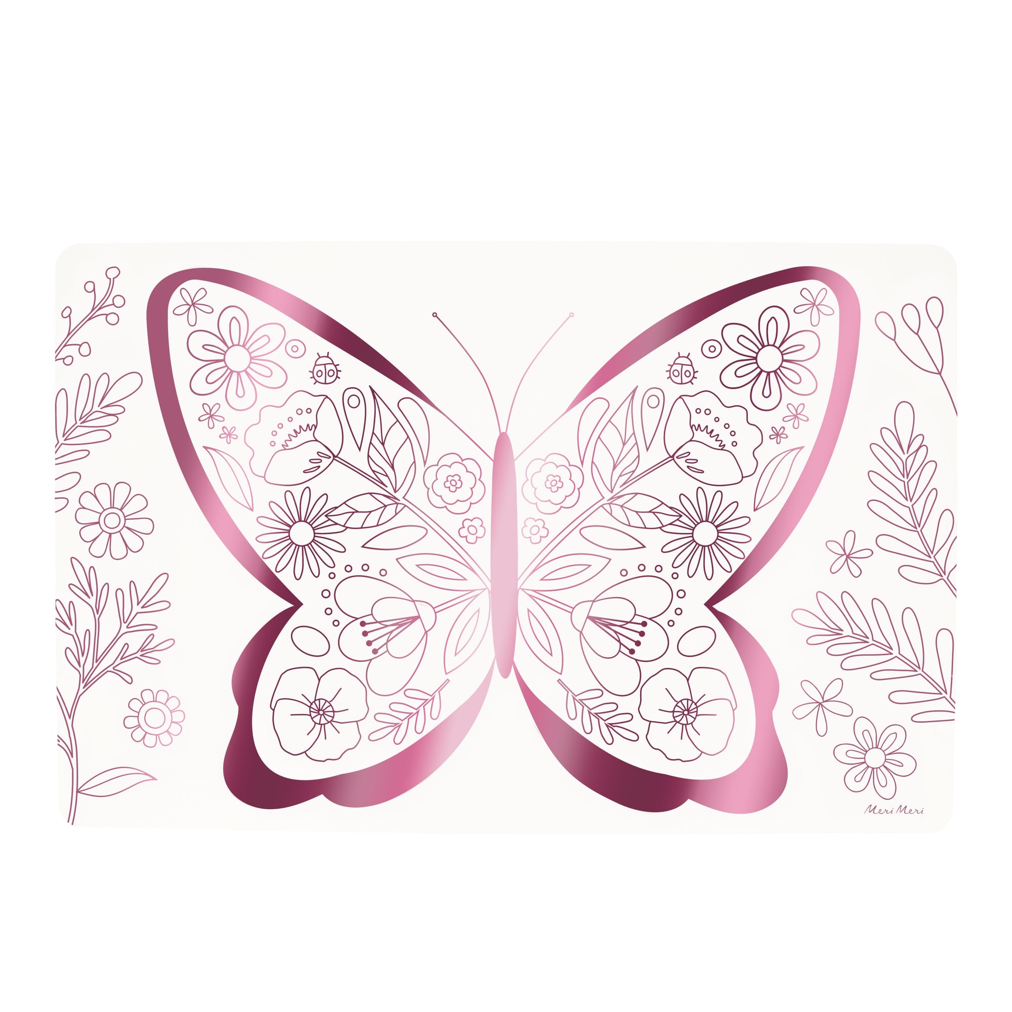 Butterflies & Flowers Colouring Placemats - Kelebekler & Çiçekler Boyama Amerikan Servisleri (x8)