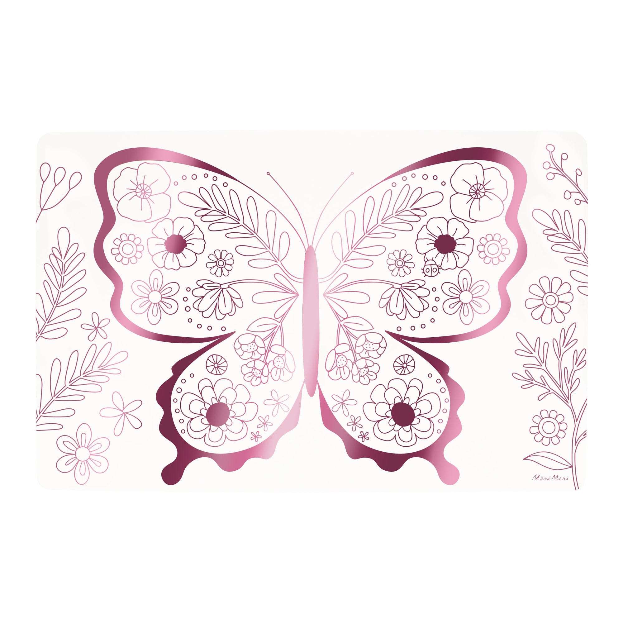 Butterflies & Flowers Colouring Placemats - Kelebekler & Çiçekler Boyama Amerikan Servisleri (x8)