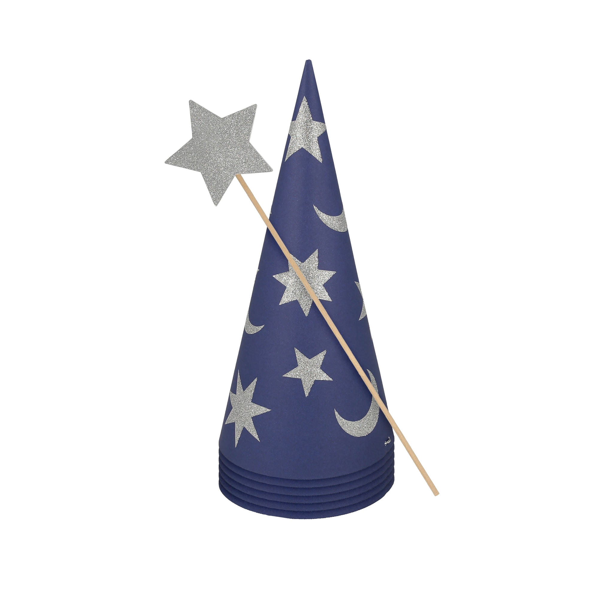 Wizard Party Hats & Wands - Sihirbaz Parti Şapkaları & Sihirli Değnekler (6'lı)