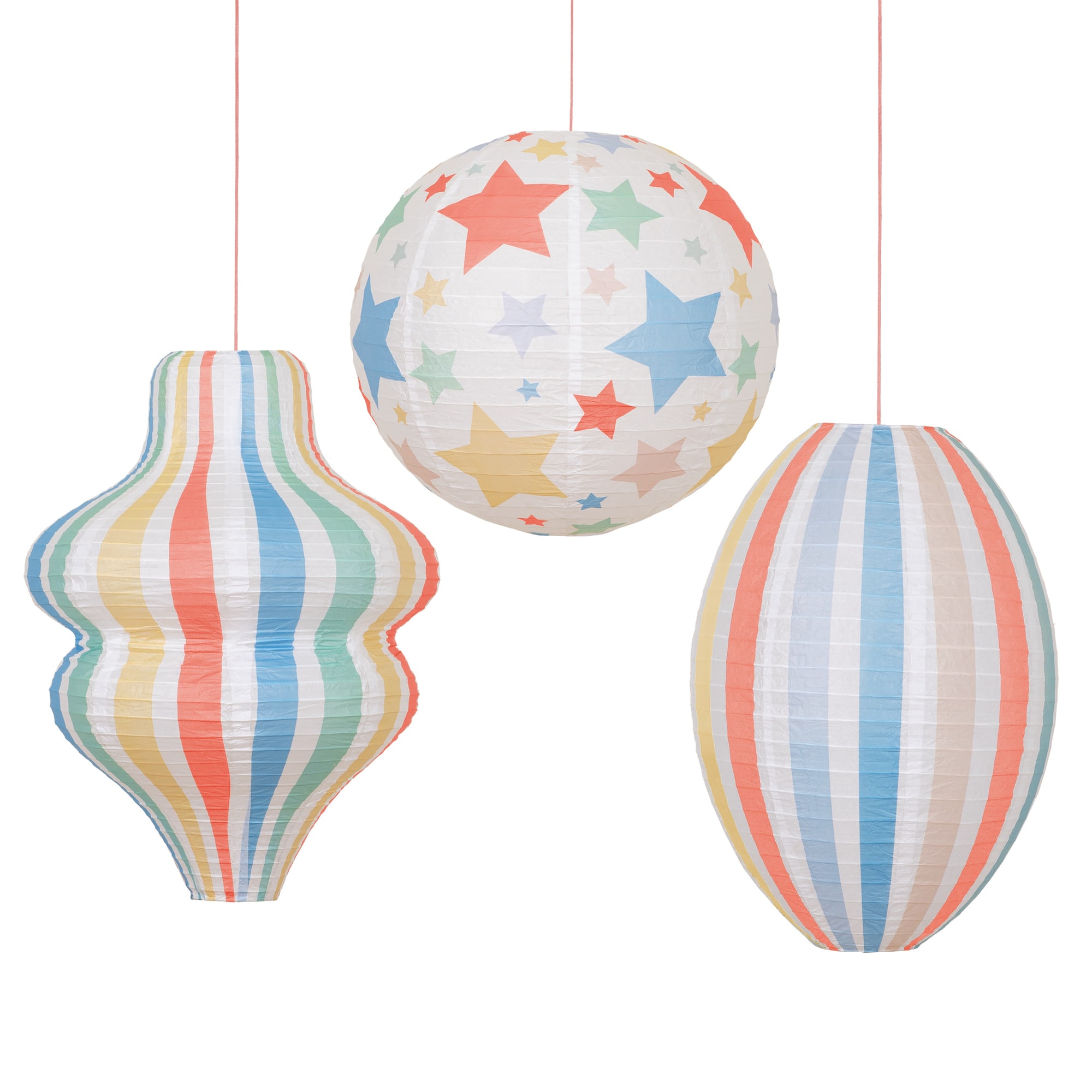 Stars & Stripes Lanterns - yıldızlar & Çizgili Fenerler (3'lü)