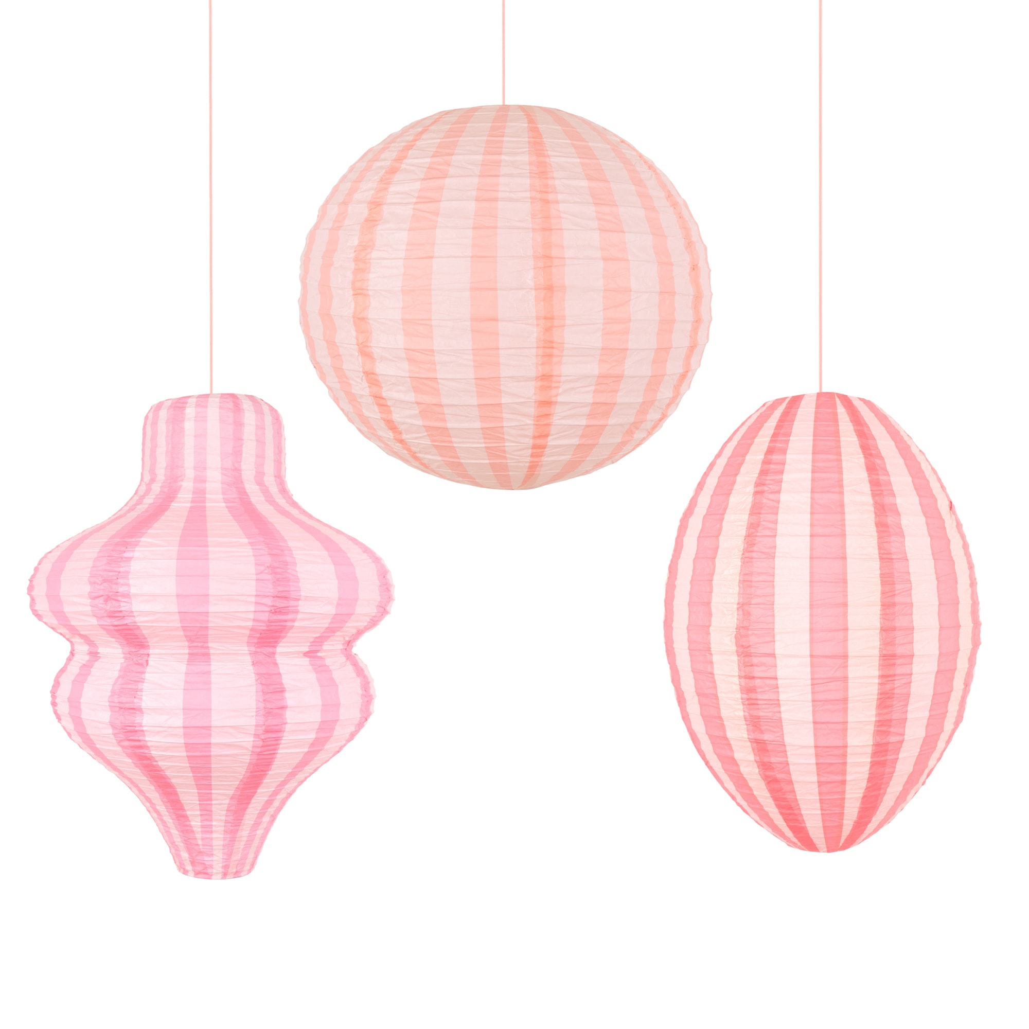 Pink Lanterns - Pembe Fener Asılan Süsler - 3 Adet