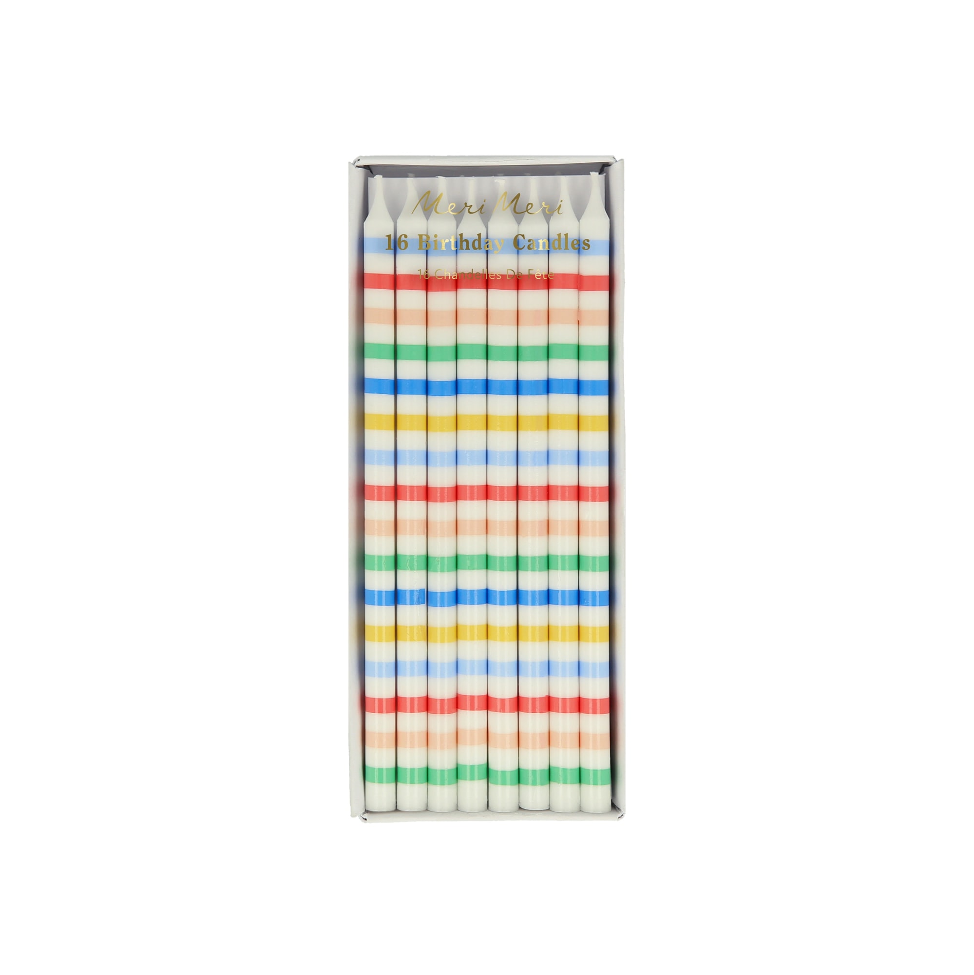 Multi Stripe Candles - Multi Renkli Çizgili Mumlar (x16)
