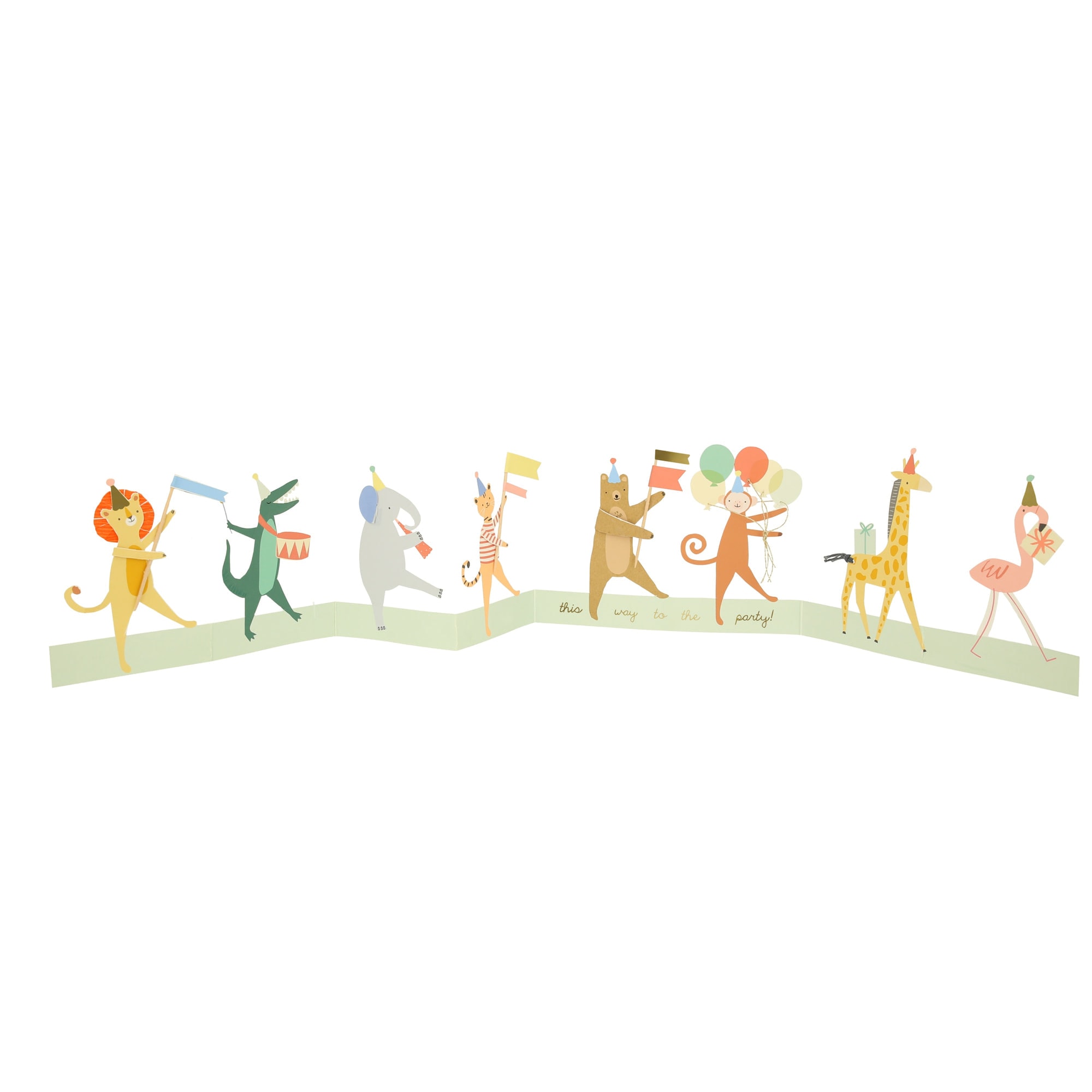 Animal Parade Concertina Card - Hayvanlar Geçit Töreni Tebrik Kartı