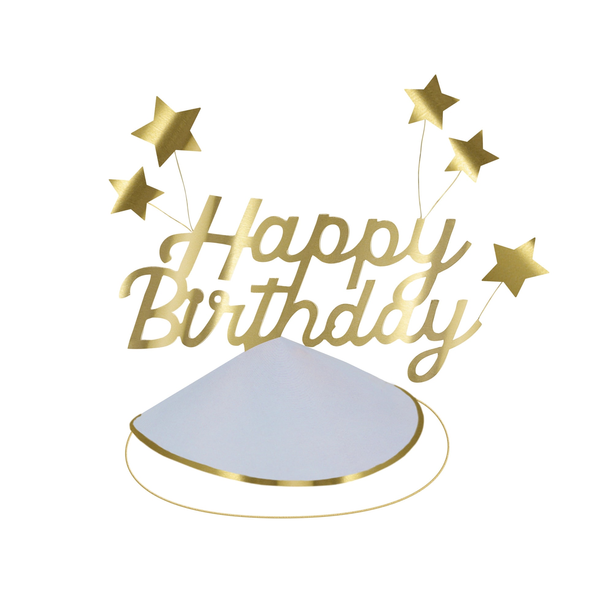 Happy Birthday & Stars Party Hats(FOIL) - Happy Birthday & Yıldızlar Parti Şapkaları (6'lı)