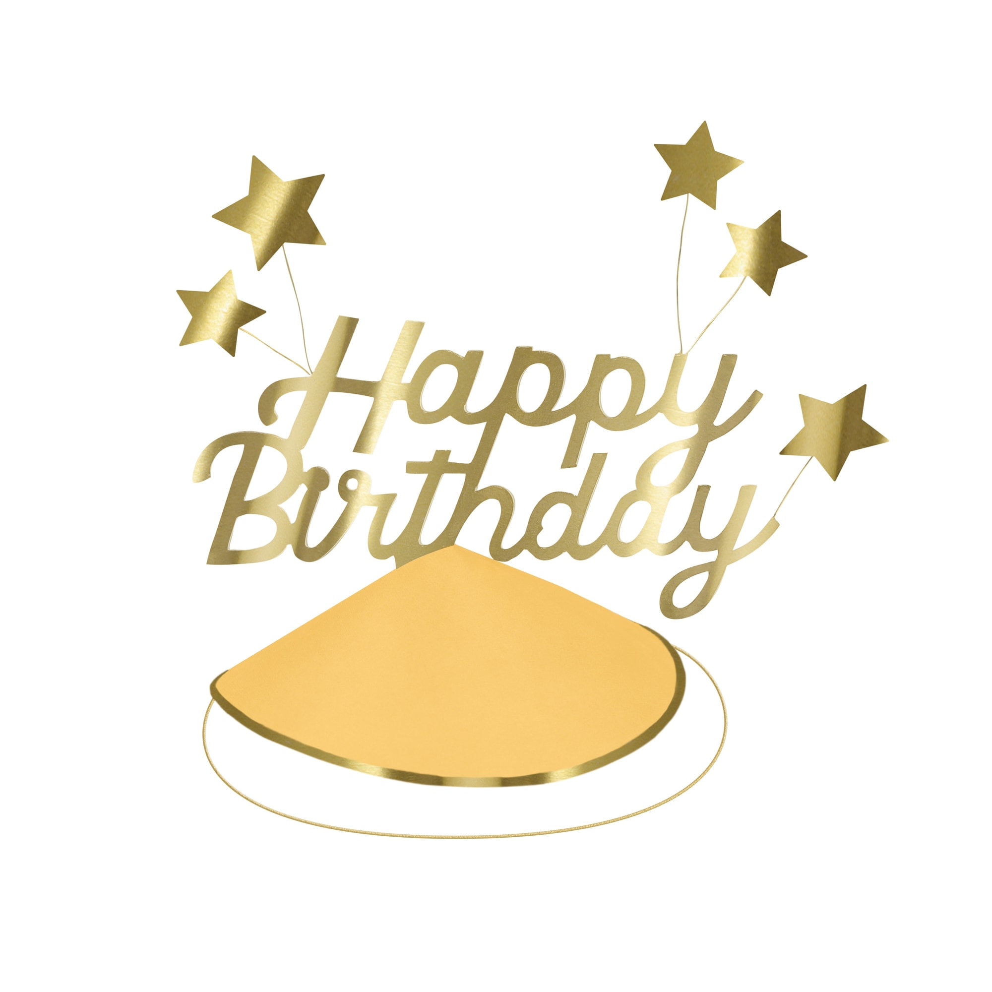Happy Birthday & Stars Party Hats(FOIL) - Happy Birthday & Yıldızlar Parti Şapkaları (6'lı)