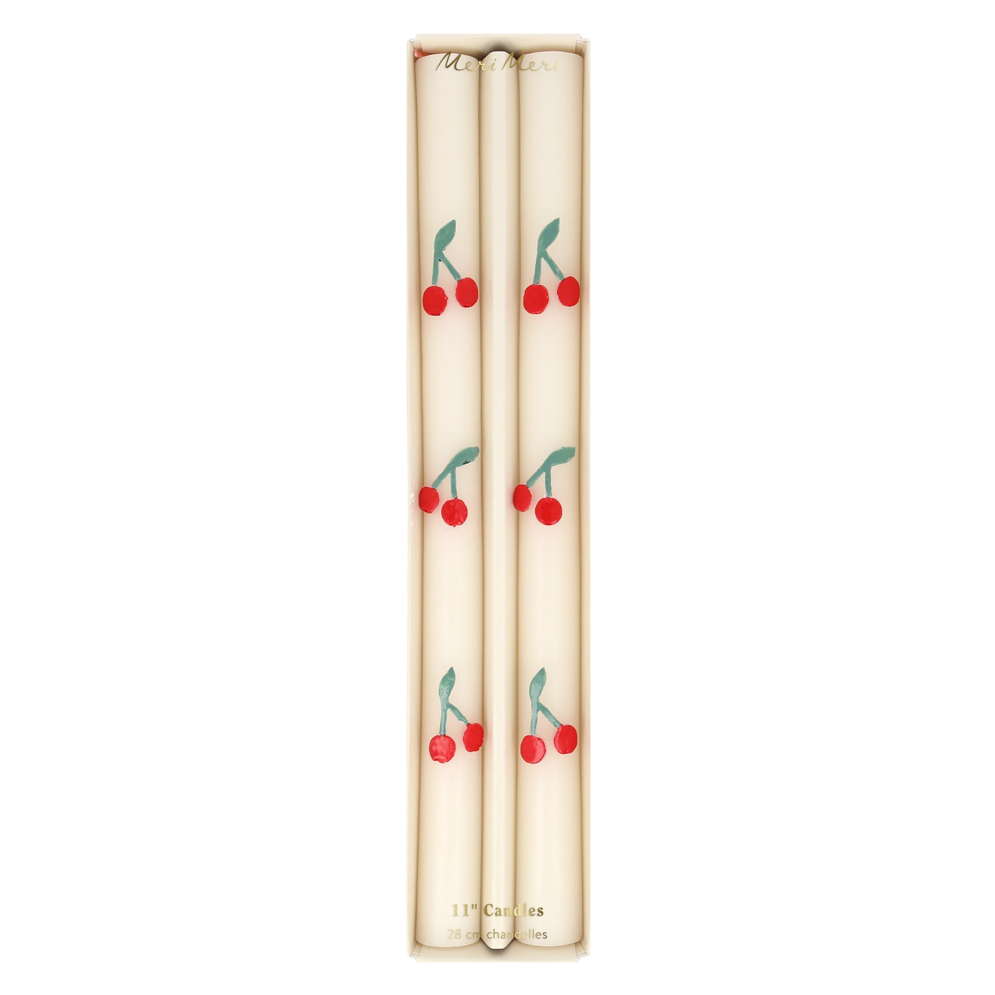 Cherry Table Candles - Kiraz Desenli Şamdan Mumu - 2 Adet