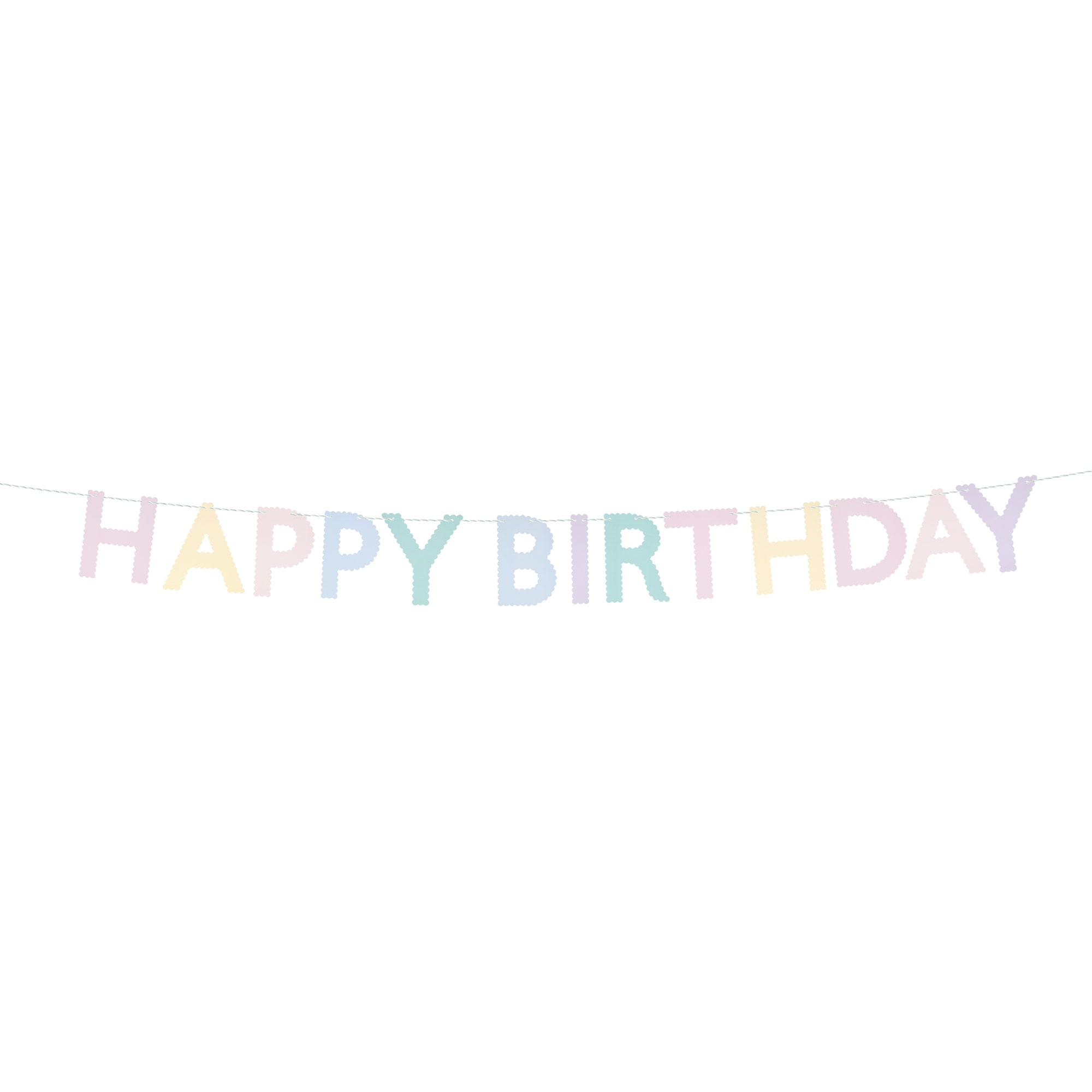 Tırtıklı Pastel Happy Birthday Asılan Süs