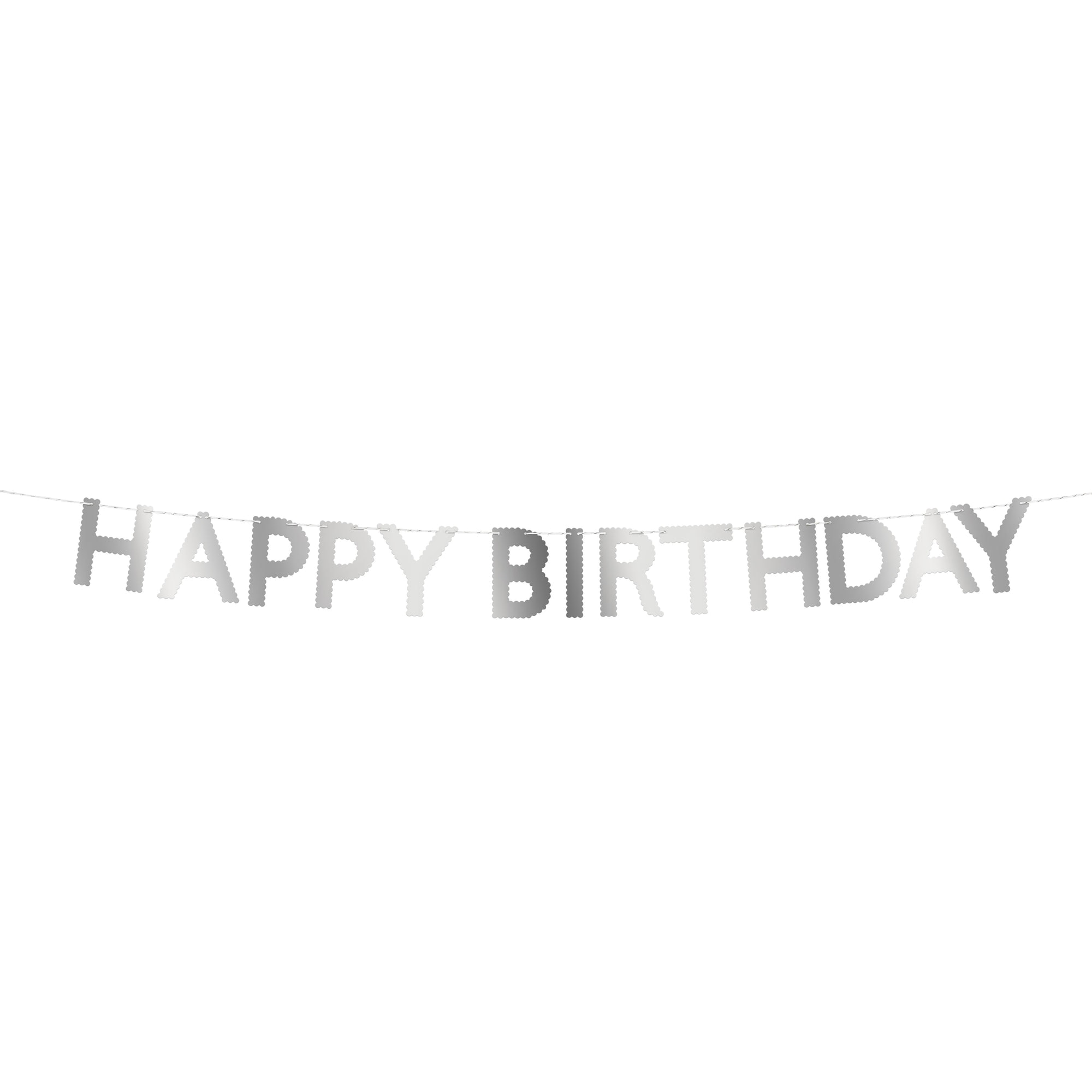 Tırtıklı Gümüş Happy Birthday Asılan Süs