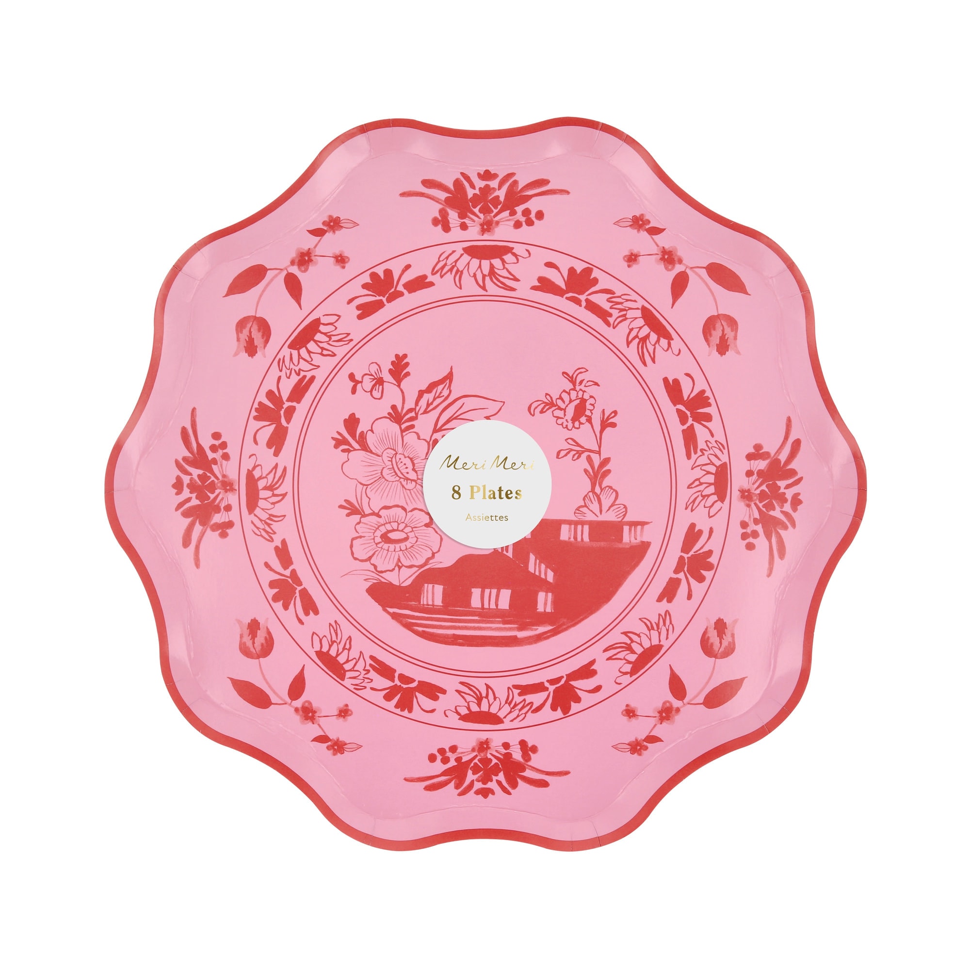 Pembe Vintage Botanik Tabaklar - M - 8 Adet