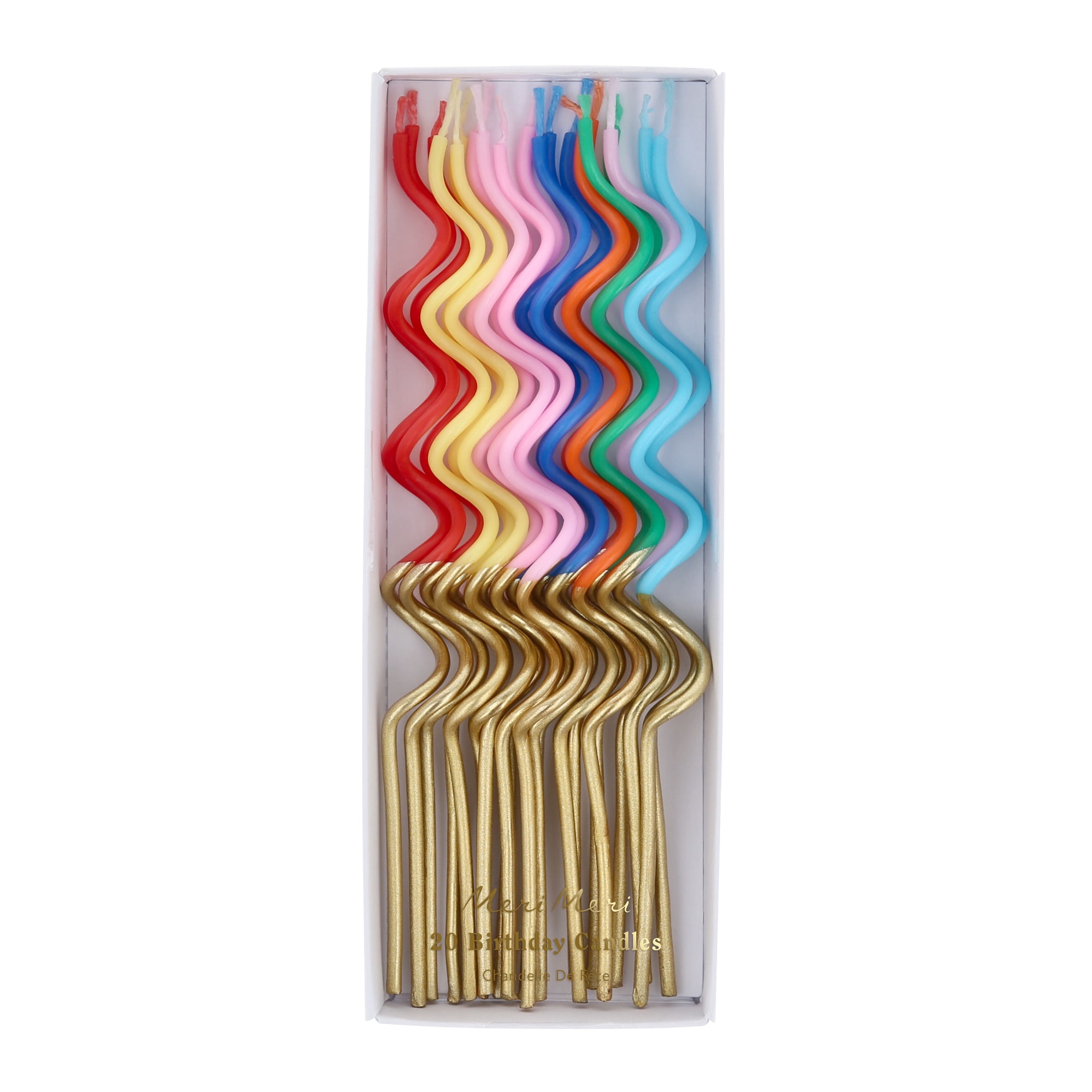 Gold Dipped Swirly Candles - Altın Detaylı Renkli Kıvrımlı Mumlar - 20 Adet