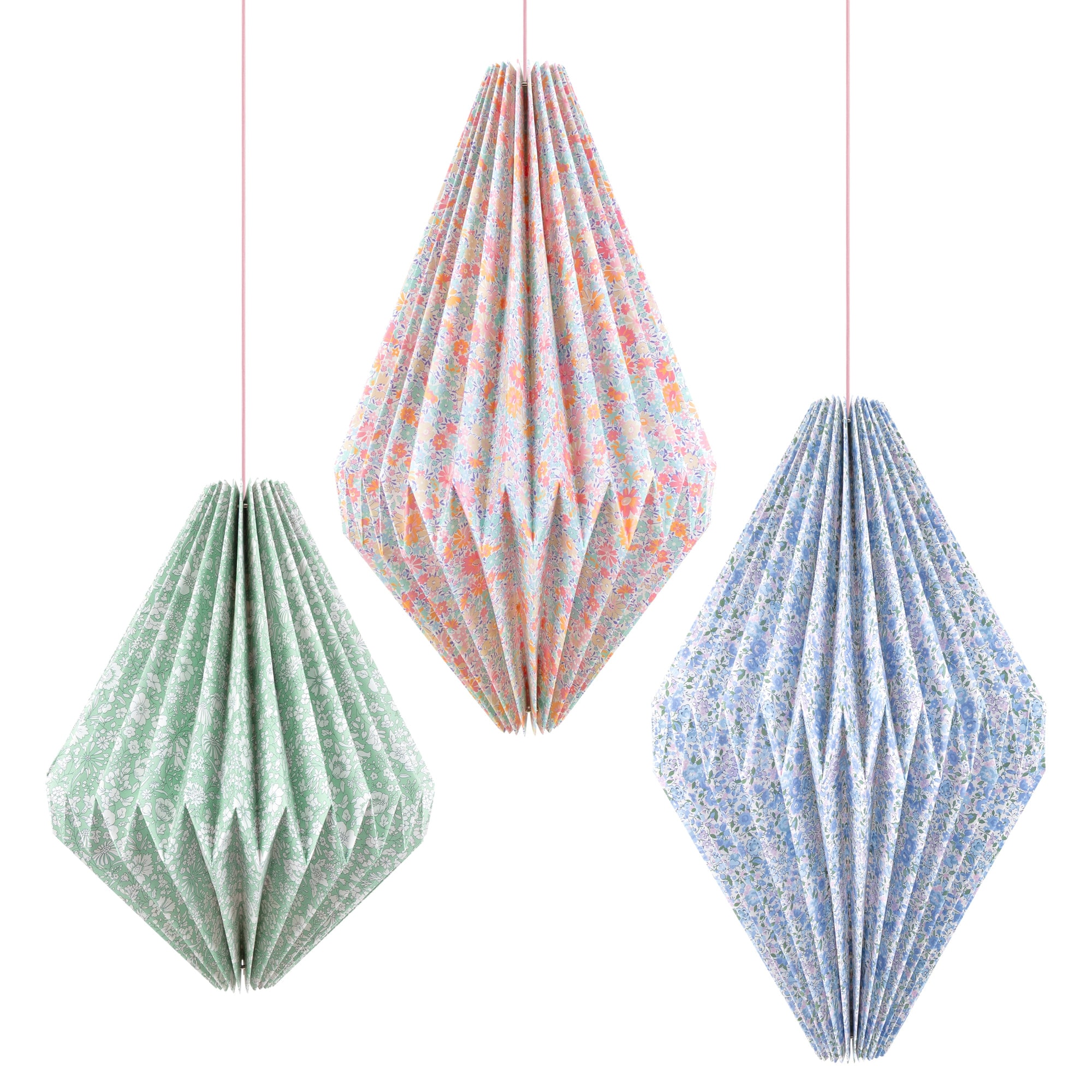 Meri Meri x Liberty Origami Lantern Decorations - Meri Meri x Liberty Origami Fener Asılan Süsler - 3 Adet