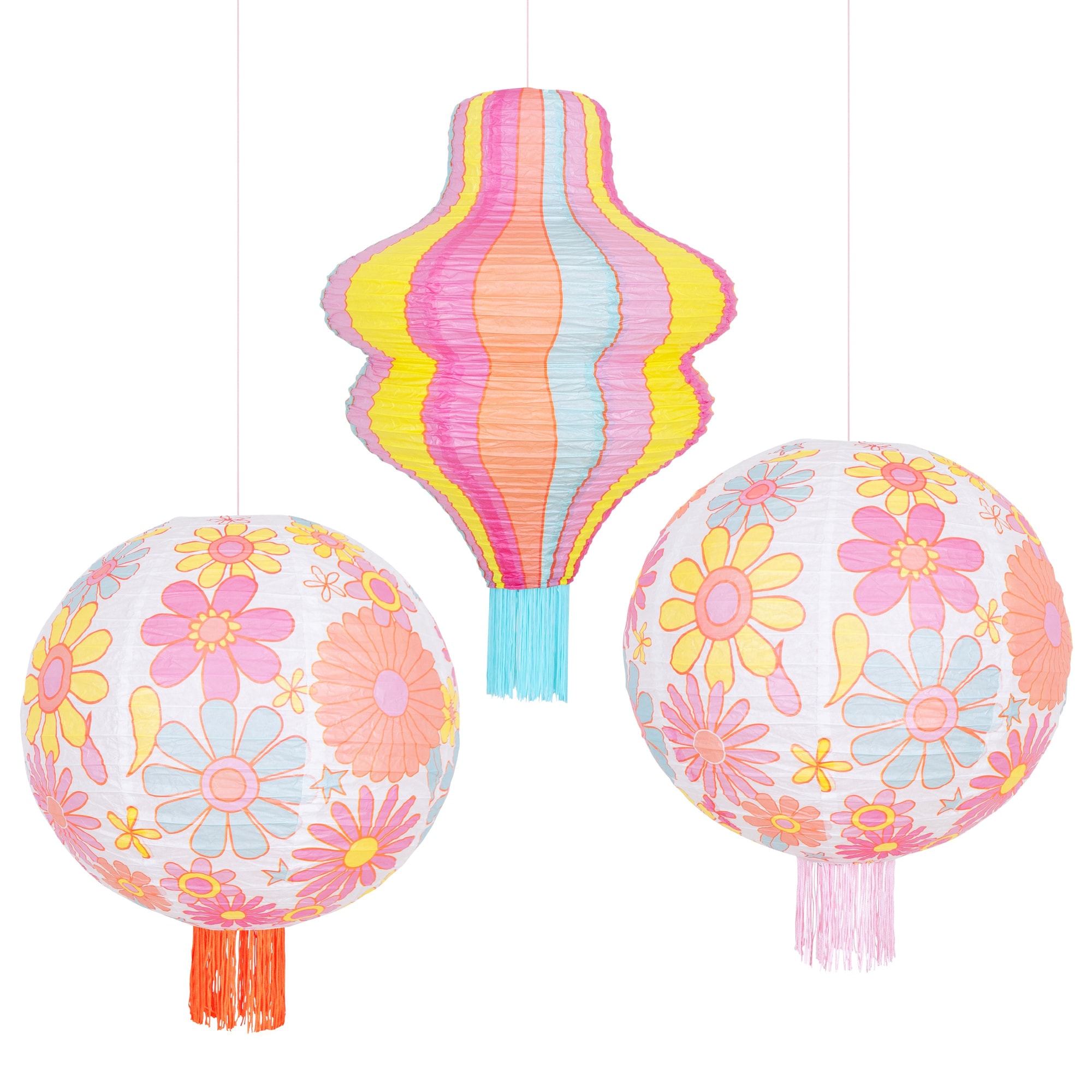 Flower Power Lanterns - Flower Power Fenerler - 3 Adet