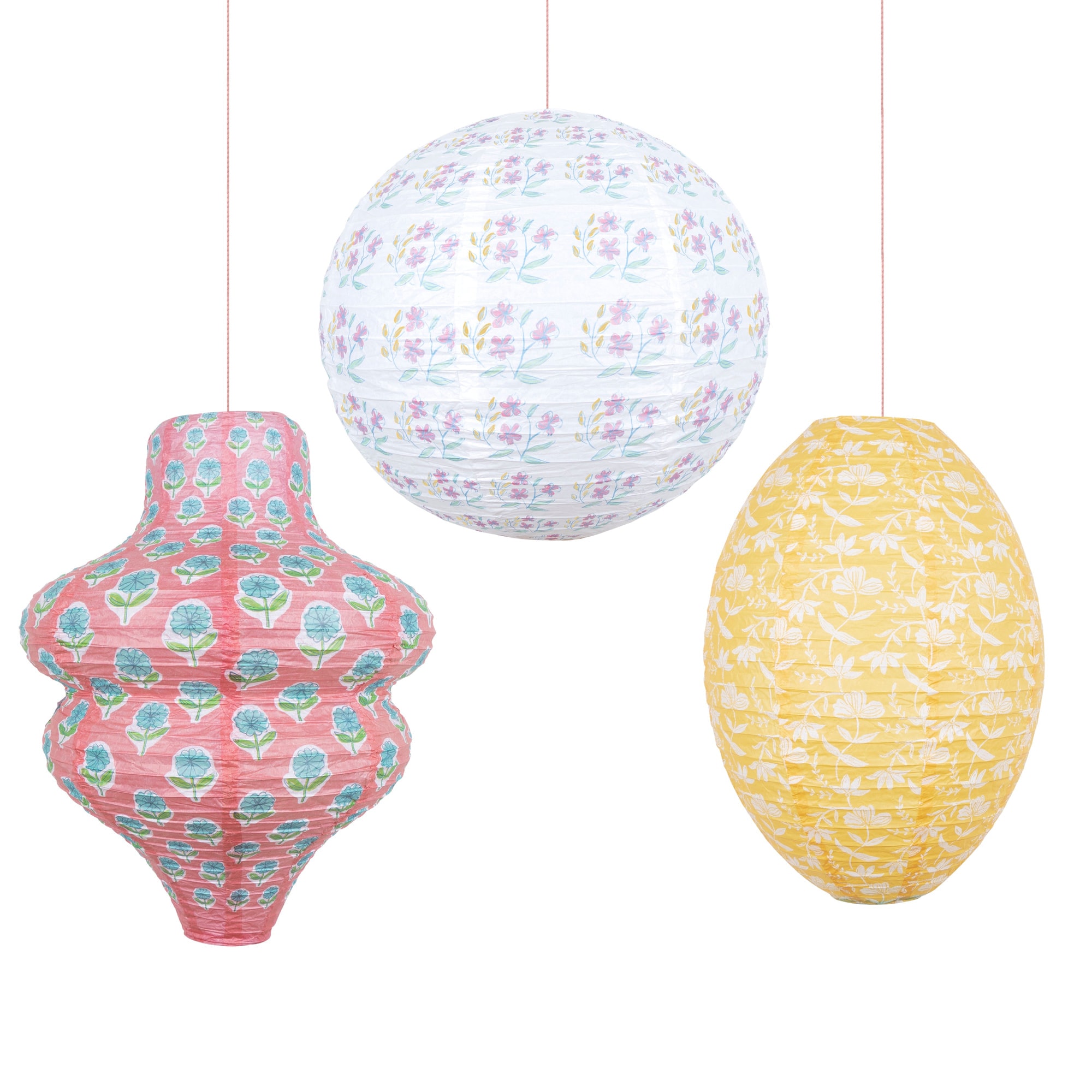 Flora Pink & Yellow Lanterns - Flora Pembe & Sarı Fenerler - 3 Adet