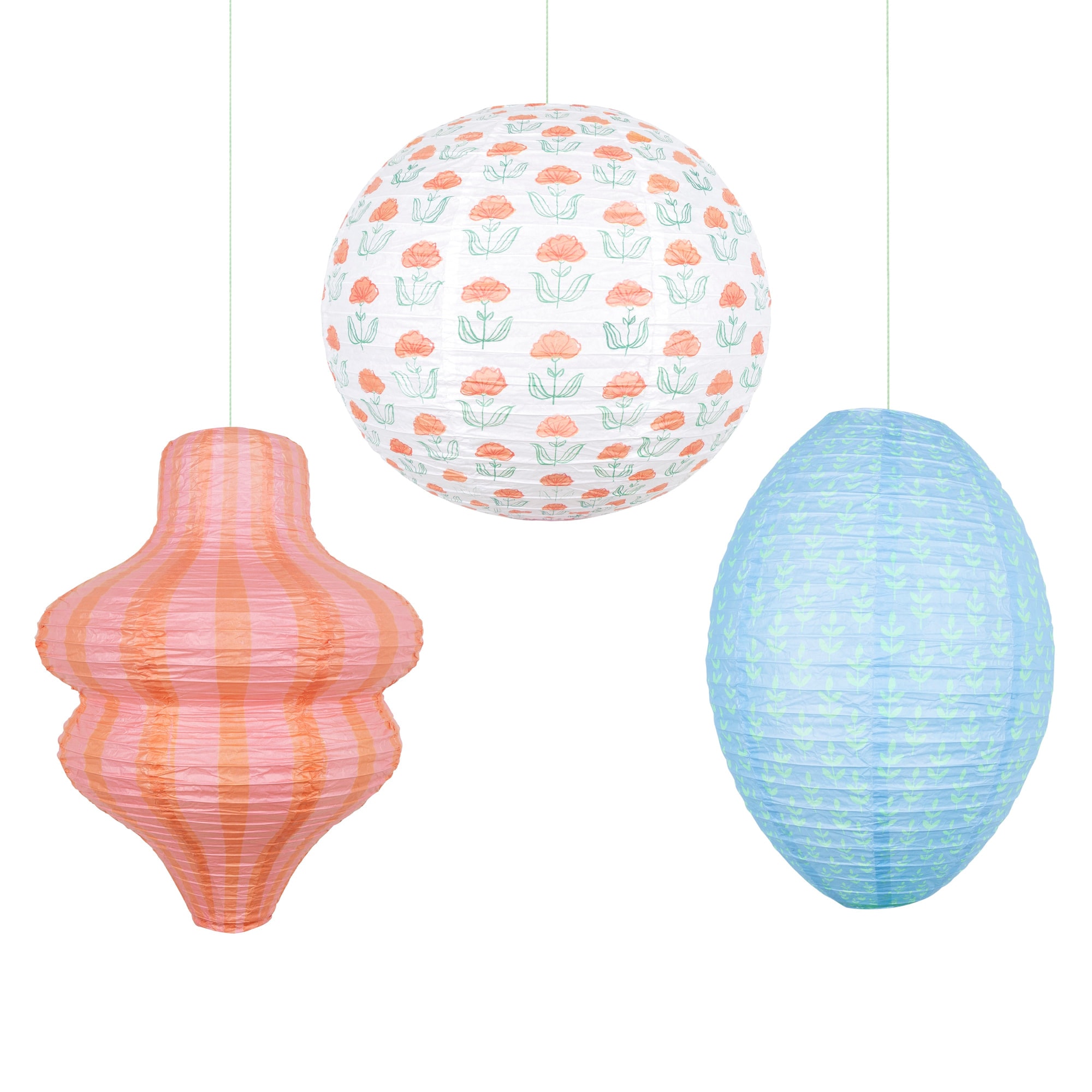Flora Orange & Blue Lanterns - Flora Turuncu & Mavi Fenerler - 3 Adet