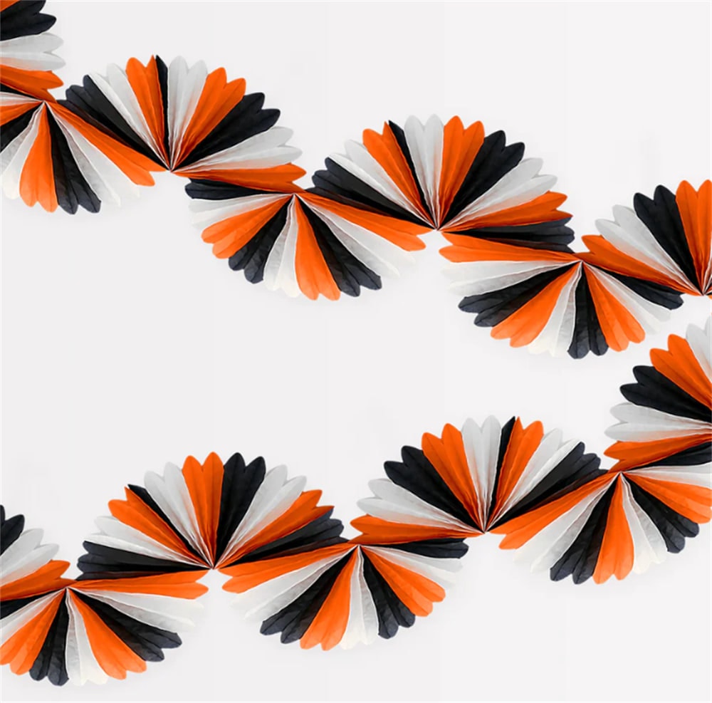 Black & Orange Stripe Honeycomb Garland - Siyah & Turuncu Petekli Asılan Süs