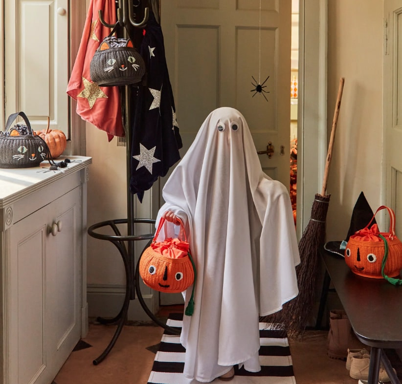 Trick Or Treat Hasır Çanta - Balkabağı