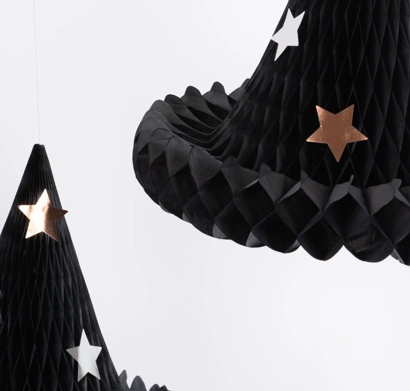 Honeycomb Witch Hat Decorations - Cadı Şapkası Asılan Süsler (3'lü)