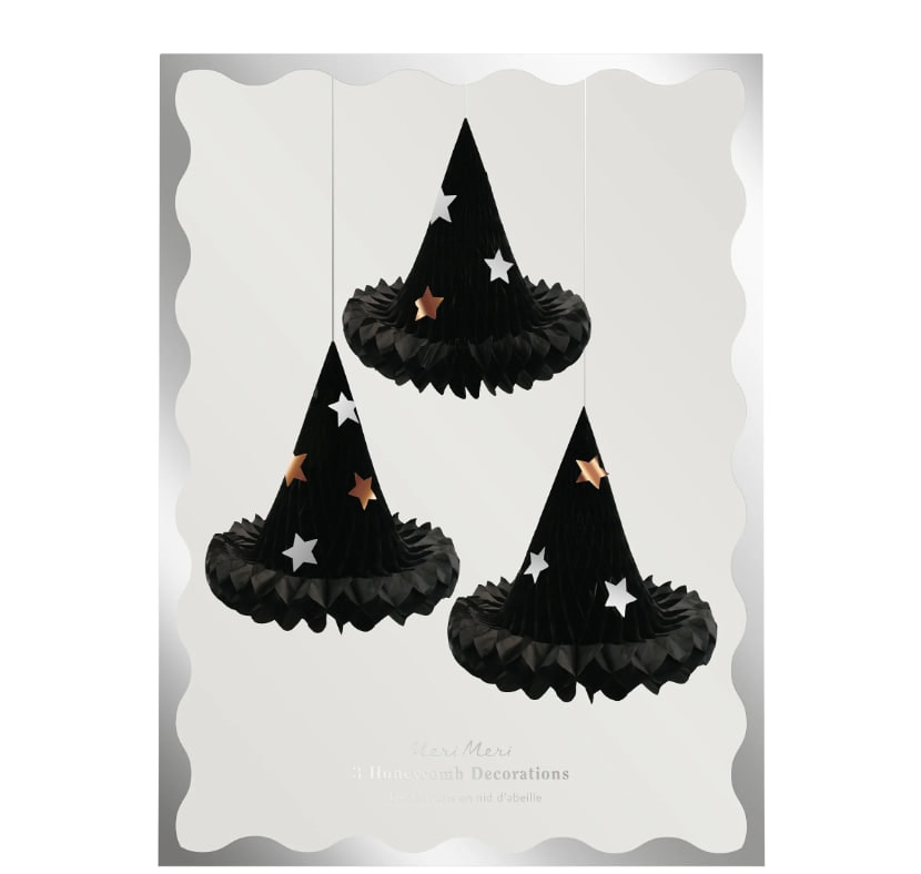 Honeycomb Witch Hat Decorations - Cadı Şapkası Asılan Süsler (3'lü)