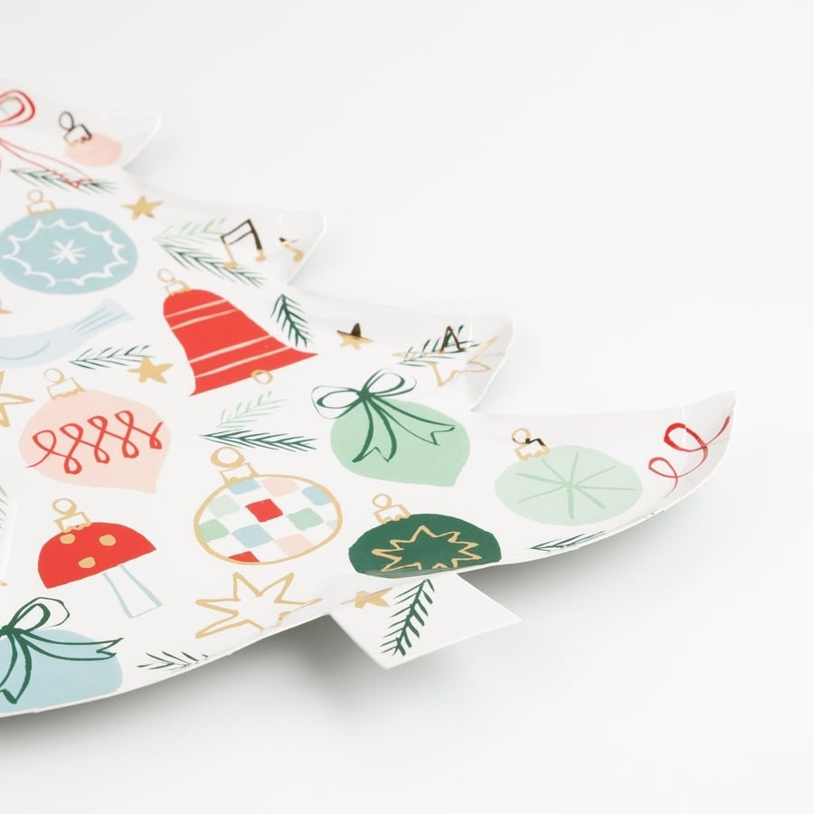 Patterned Christmas Tree Plates - Yeni Yıl Ağacı Şekilli Tabaklar - 8'li