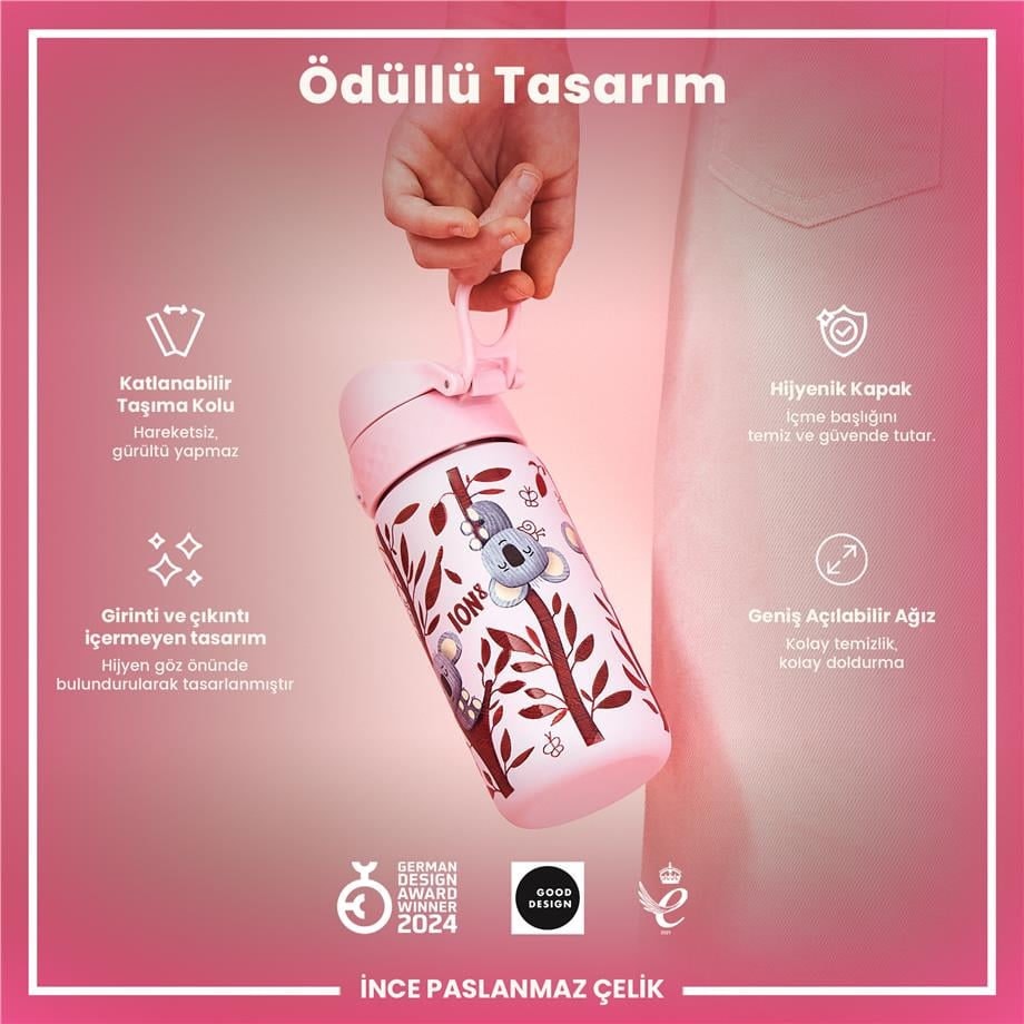 Paslanmaz Çelik Çocuk Suluk - Koala - 400 ml - Sızdırmaz
