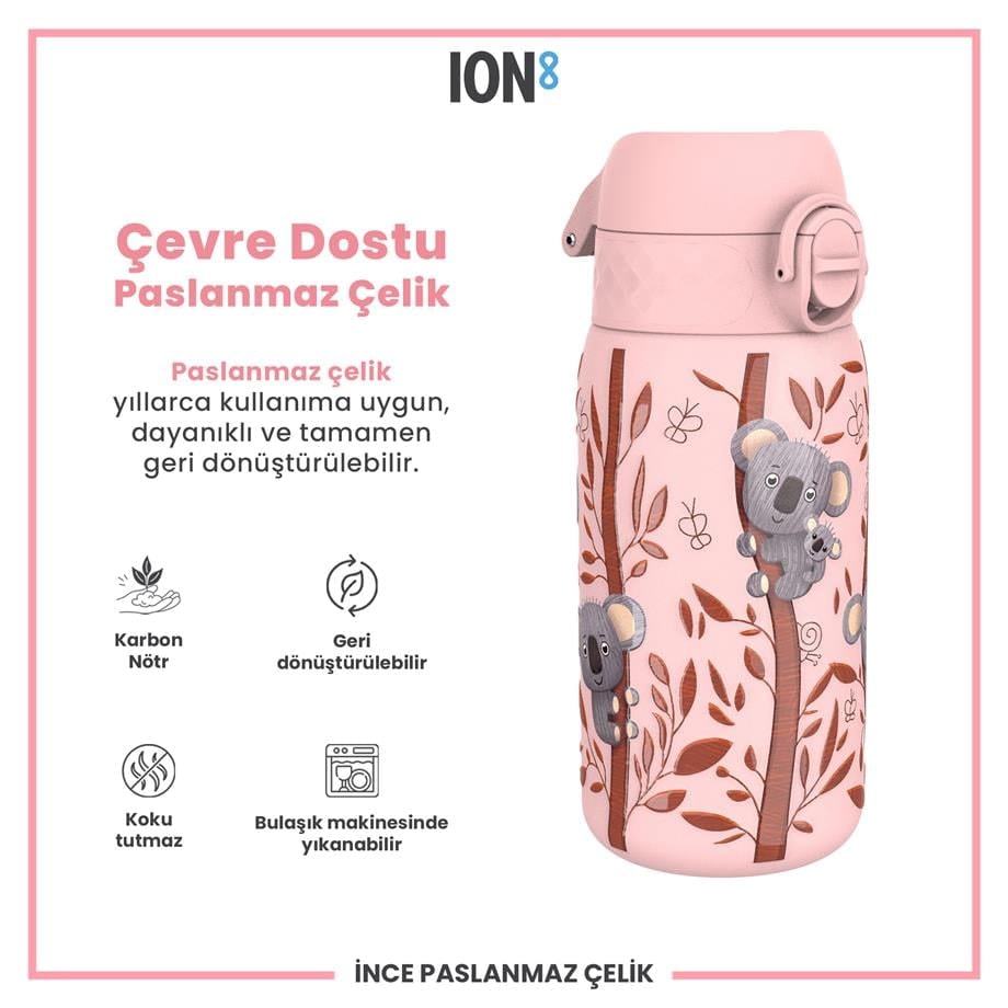 Paslanmaz Çelik Çocuk Suluk - Koala - 400 ml - Sızdırmaz