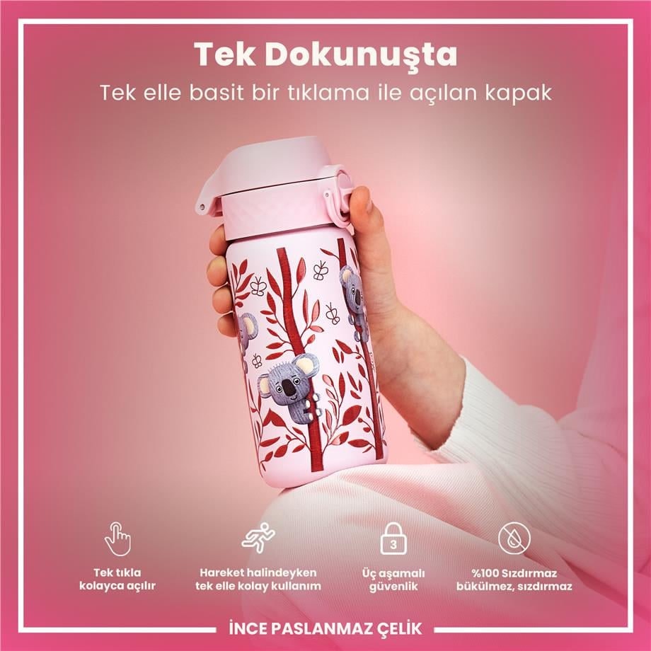 Paslanmaz Çelik Çocuk Suluk - Koala - 400 ml - Sızdırmaz