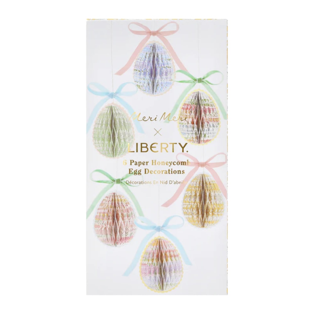 Meri Meri x Liberty - Kağıt Petek Yumurta Süsleri - 6 Adet