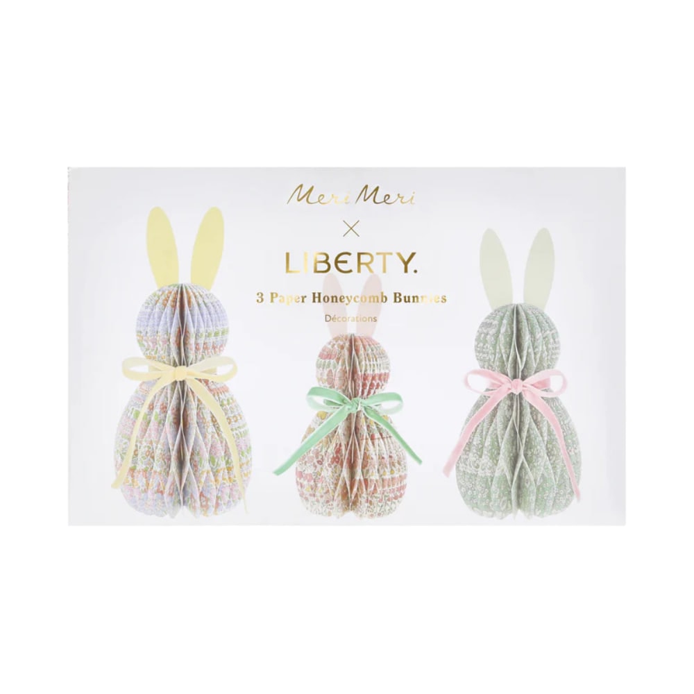Meri Meri x Liberty - Kağıt Petek Tavşan Süsleri - 3 Adet
