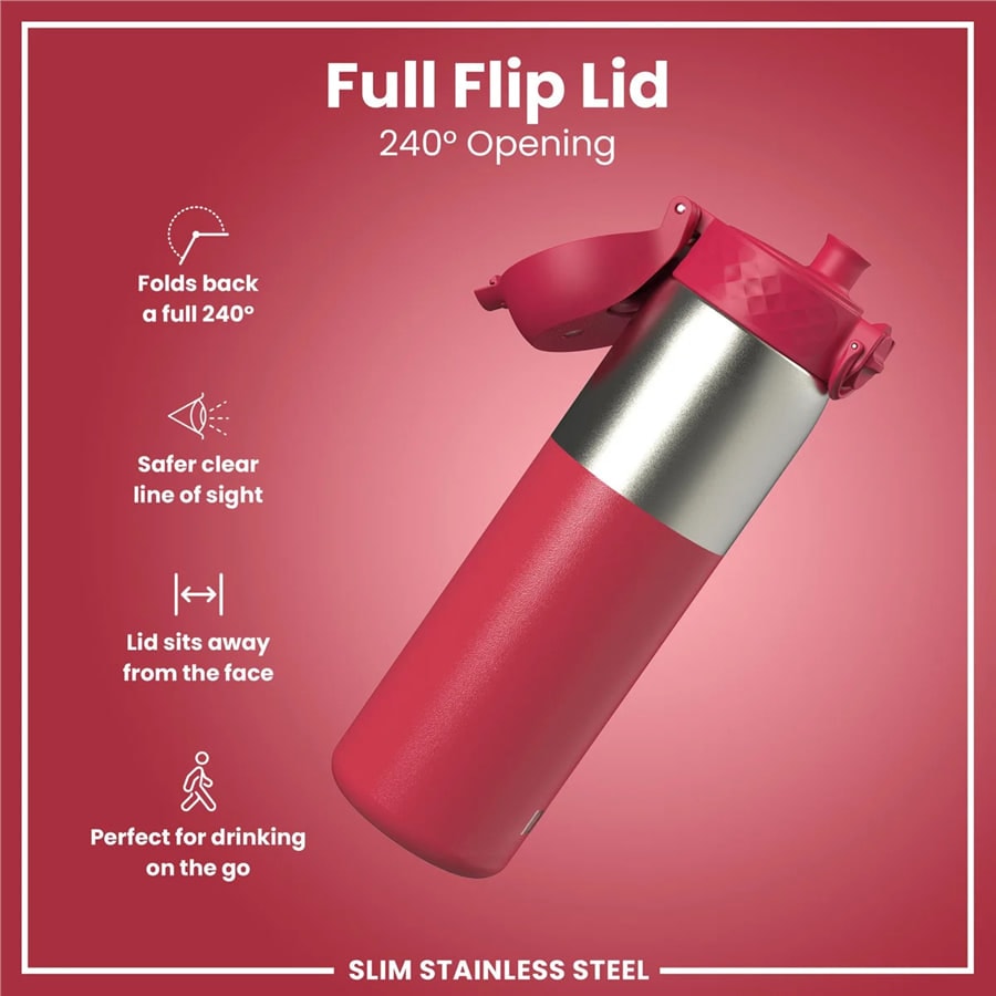 Paslanmaz Çelik İnce Suluk - Fuşya - 600 ml - Sızdırmaz