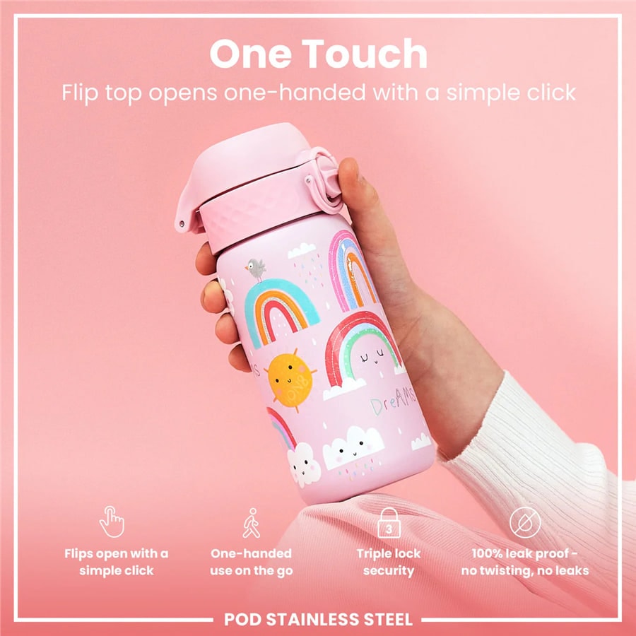 Paslanmaz Çelik Çocuk Suluk - Gökkuşağı - 400 ml - Sızdırmaz