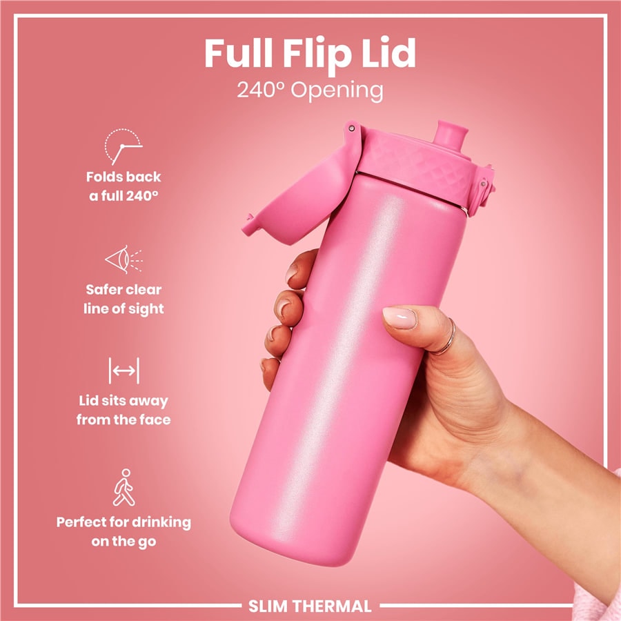 İnce Su Termosu - Gül Pembesi - 500 ml - Sızdırmaz