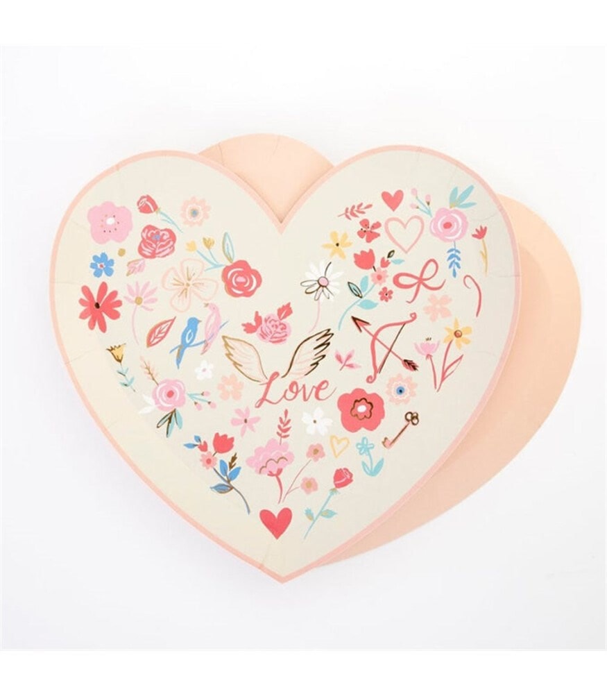 Valentine’s Heart Die Cut Plates - Desenli Kalp Tabak - 8'li