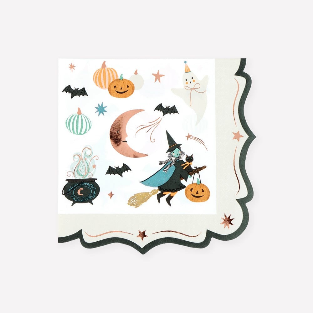 Halloween - Süslü Kenarlı Cadılar Bayramı Büyük Peçete - L - 16 Adet