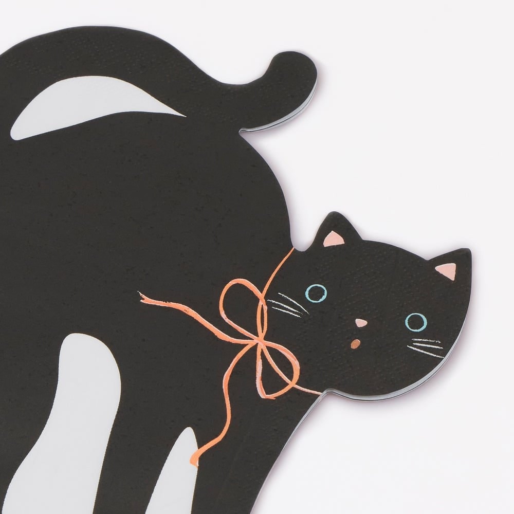 Halloween - Cadılar Bayramı Kedi Şeklinde Peçete - 16 Adet