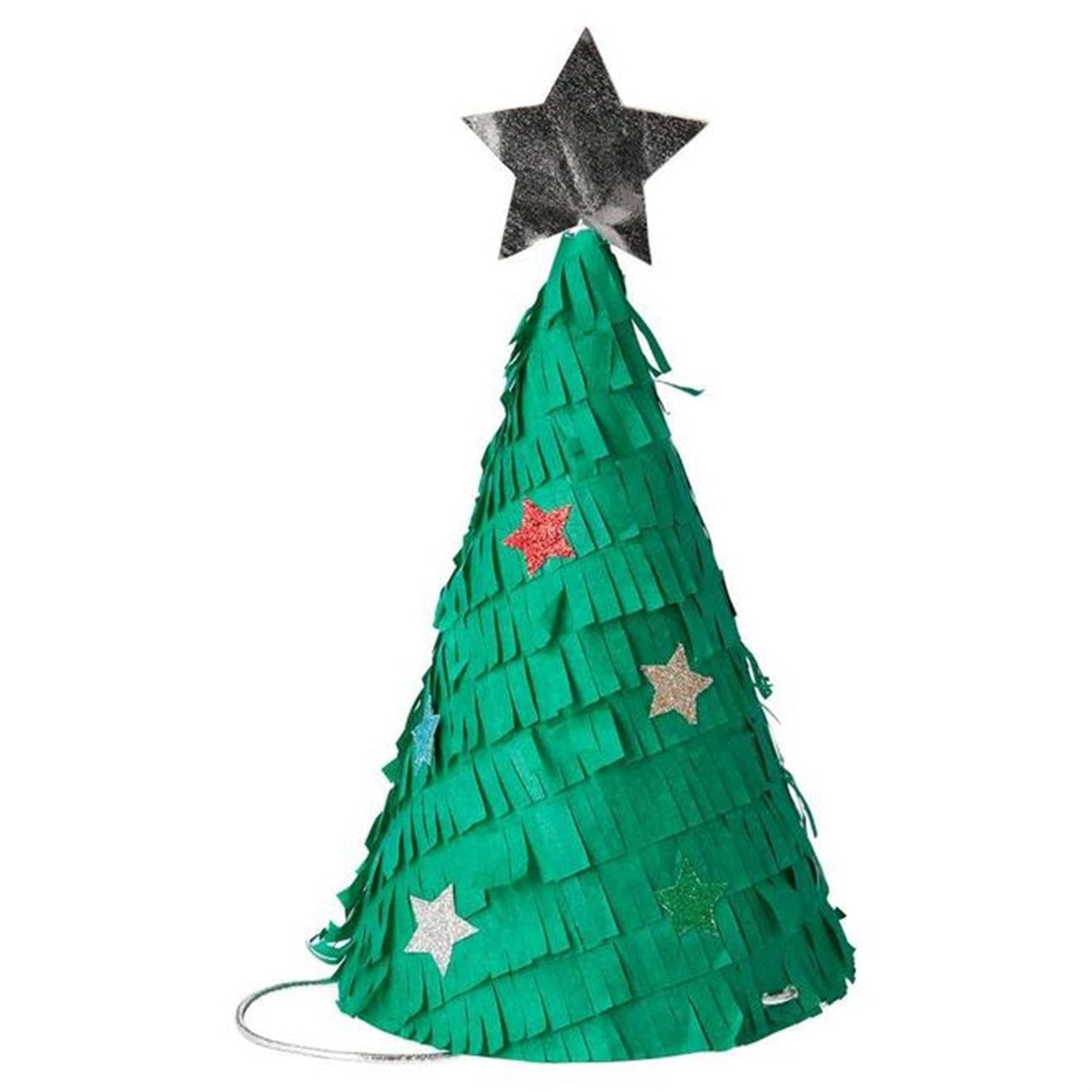 Fringed Christmas Tree Party Hats - Püsküllü Çam Ağacı Parti Şapkaları