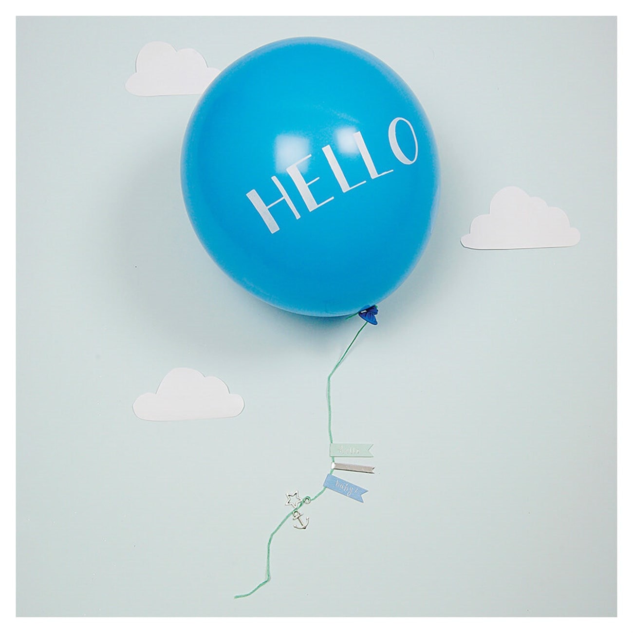 Hello Balon Tebrik Kartı- Mavi