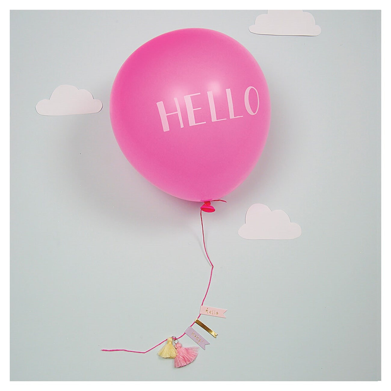Hello Balon Tebrik Kartı - Pembe