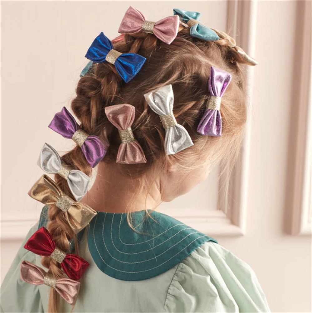 Lurex Hair Bows - Parıltılı Kurdele Tokalar (8'li)
