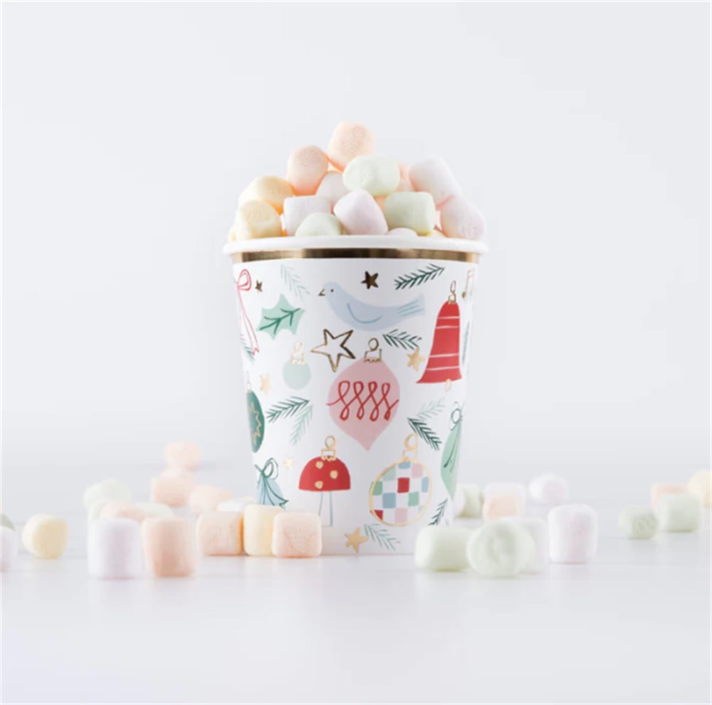 Festive Pattern Cups - Yeni Yıl Bardaklar (8'li)