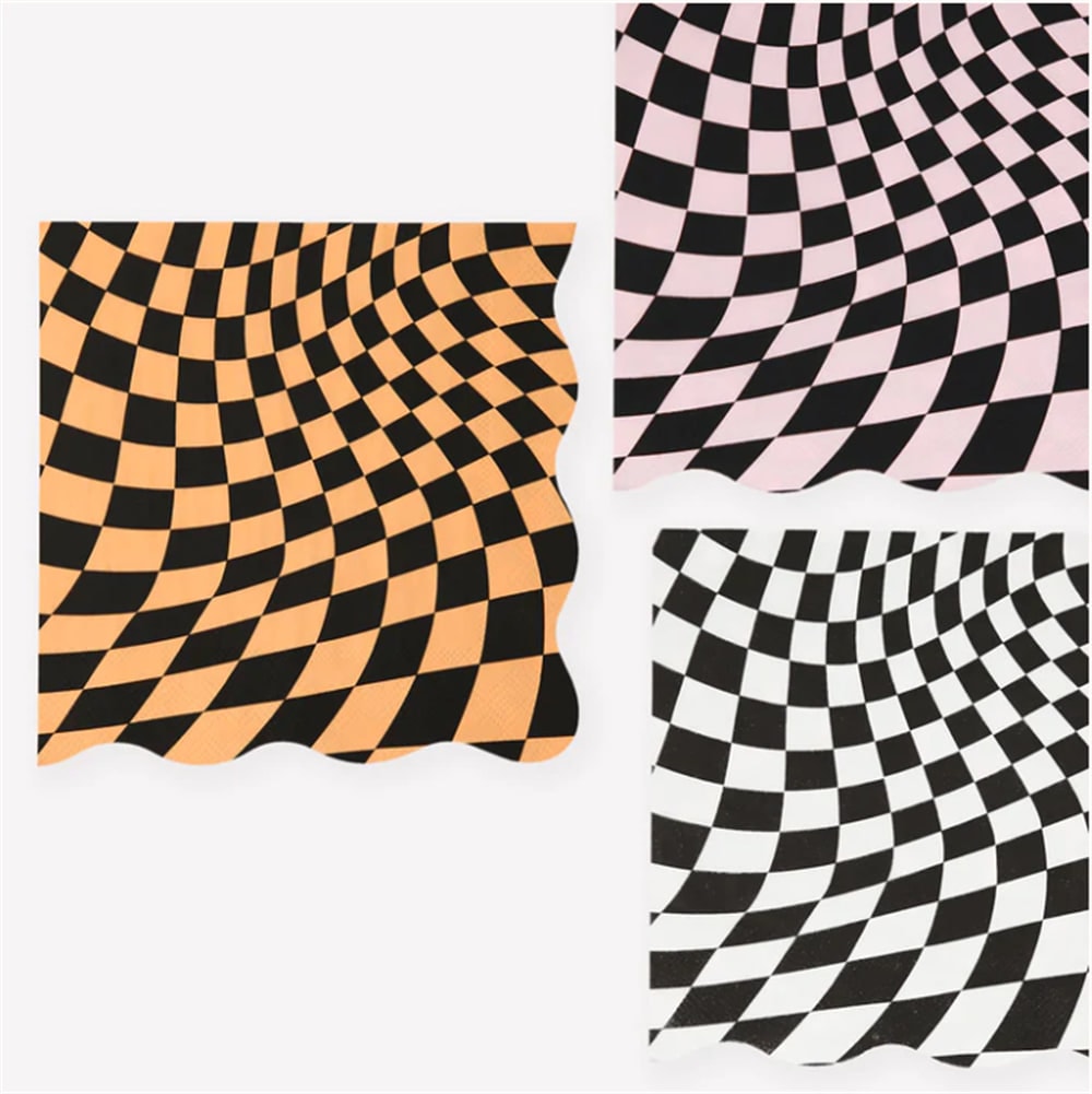Halloween Checker Large Napkins - Cadılar Bayramı Damalı Peçeteler (L) (16'lı)