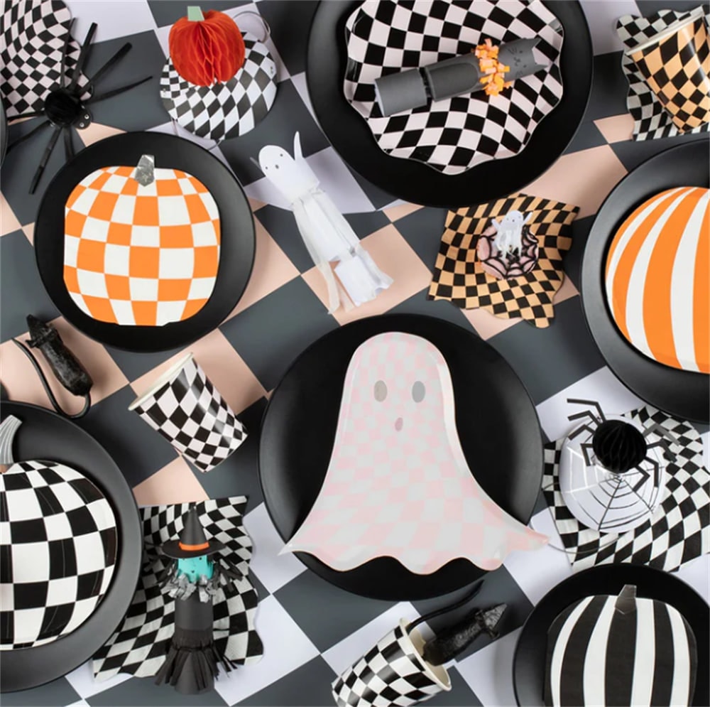 Halloween Checker Large Napkins - Cadılar Bayramı Damalı Peçeteler (L) (16'lı)
