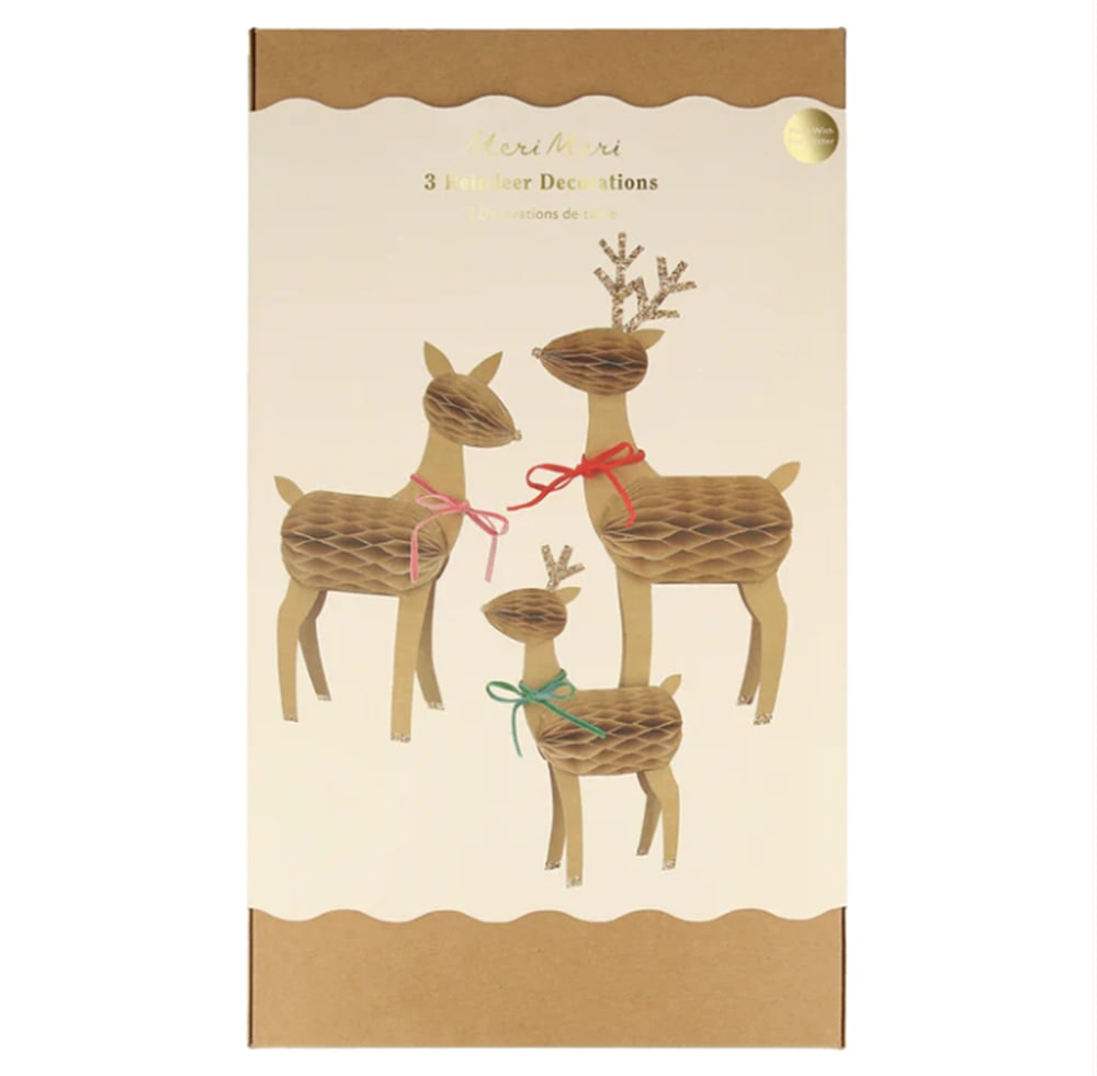 Honeycomb Reindeer Family - Rengeyiği Ailesi Dekorlar (3'lü)