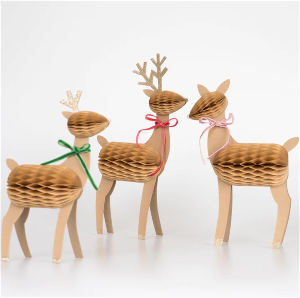 Honeycomb Reindeer Family - Rengeyiği Ailesi Dekorlar (3'lü)