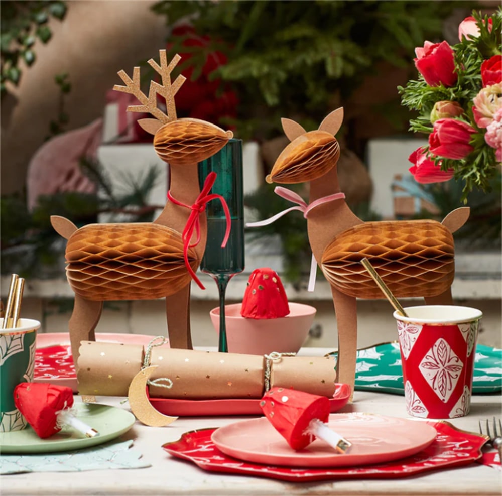 Honeycomb Reindeer Family - Rengeyiği Ailesi Dekorlar (3'lü)
