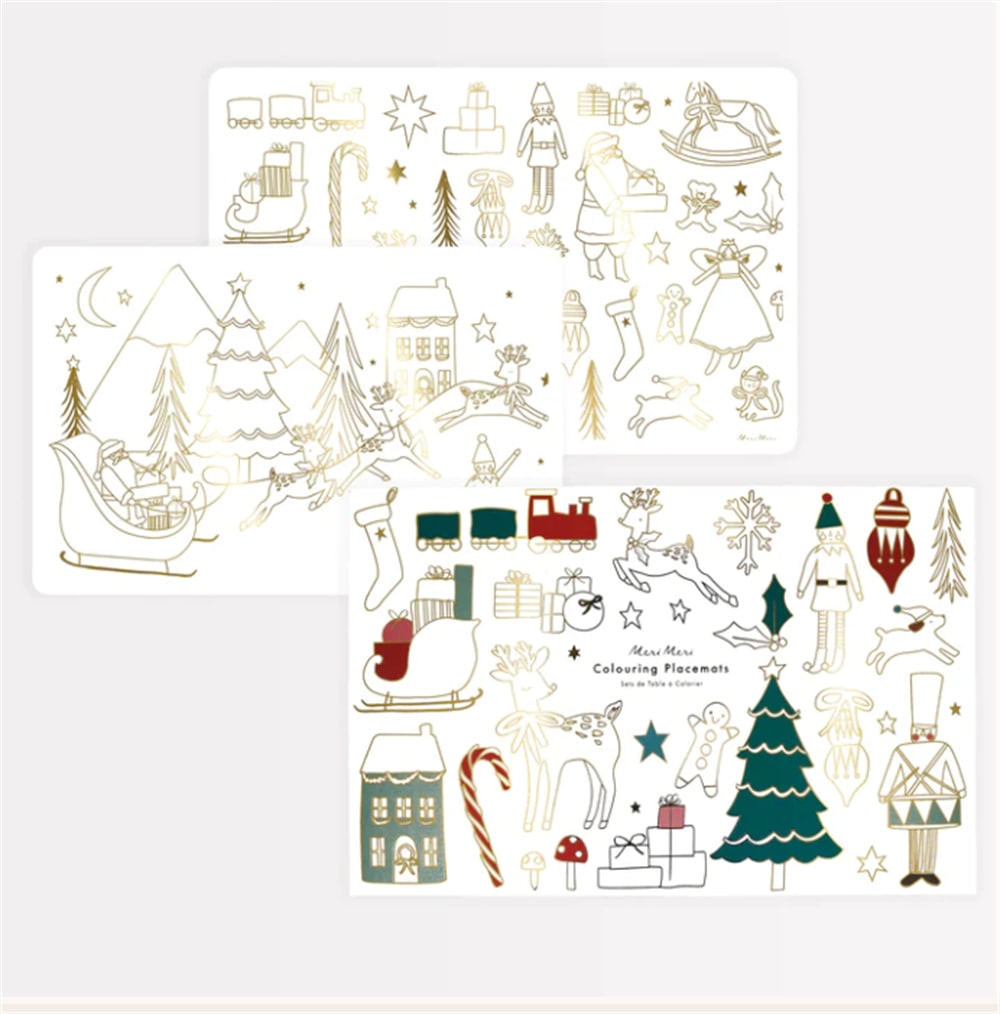 Christmas Colouring Placemats - Yeni Yıl Boyamalı Amerikan Servisi - 8'li