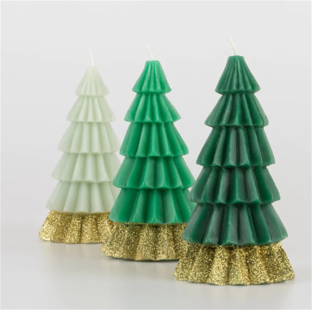 Green Tree Candles - Yeşil Ağaç Mumlar (3'lü)