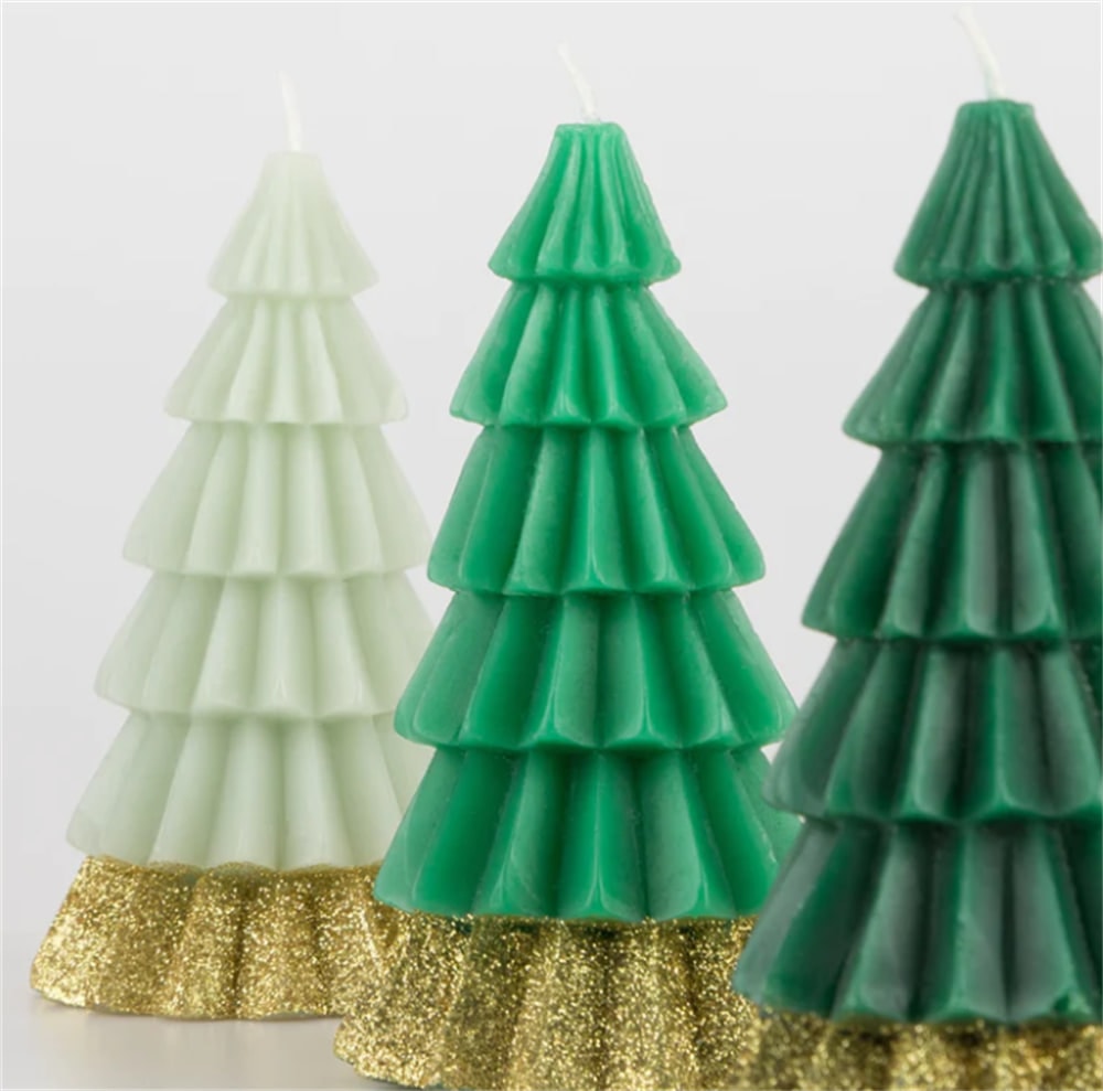 Green Tree Candles - Yeşil Ağaç Mumlar (3'lü)
