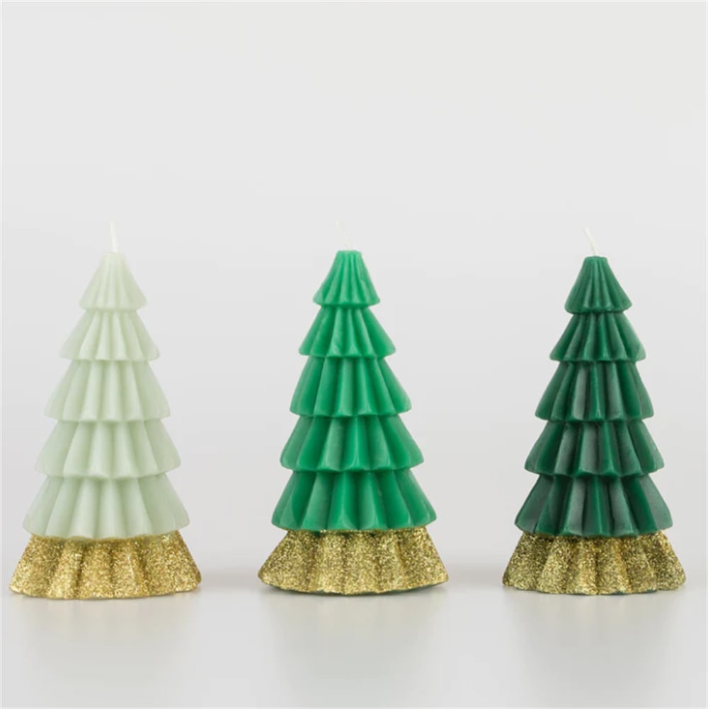 Green Tree Candles - Yeşil Ağaç Mumlar (3'lü)
